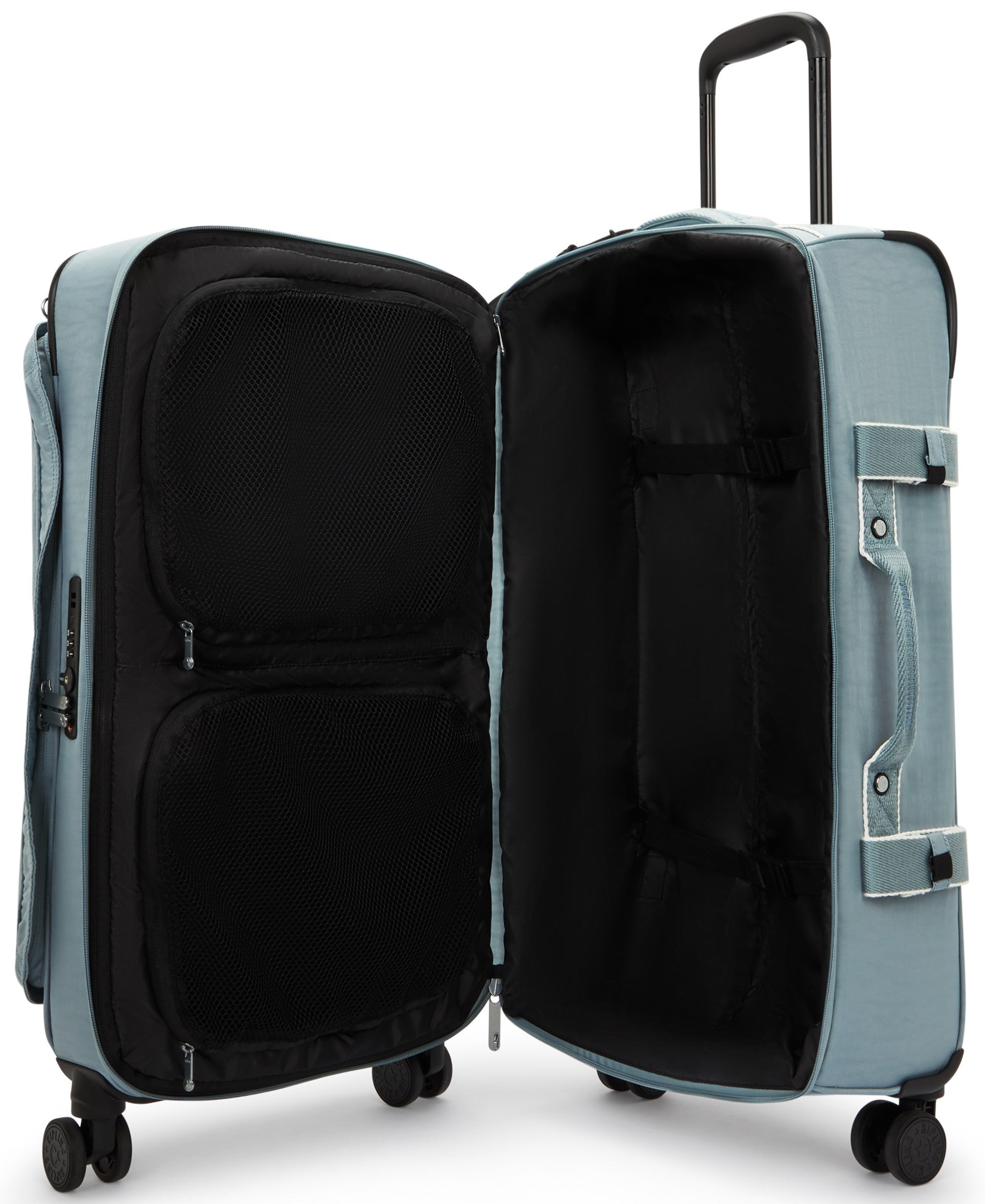 Kipling Spontaneous Medium Rolling Luggage - Lightweight Carry-On Suitcase with Spinner Wheels, Relaxed Grey | Perfect for Business Travel & Weekend Getaways