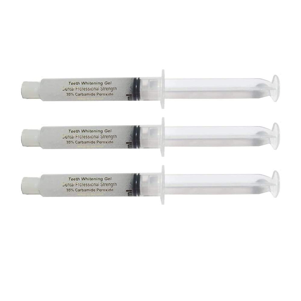 **Professional Teeth Whitening Gel Syringe Kit - 35% Carbamide Peroxide Bleaching Gel for Sensitive Teeth - 10ml (3 Pack) - Brighten Smile at Home or Dental Office**