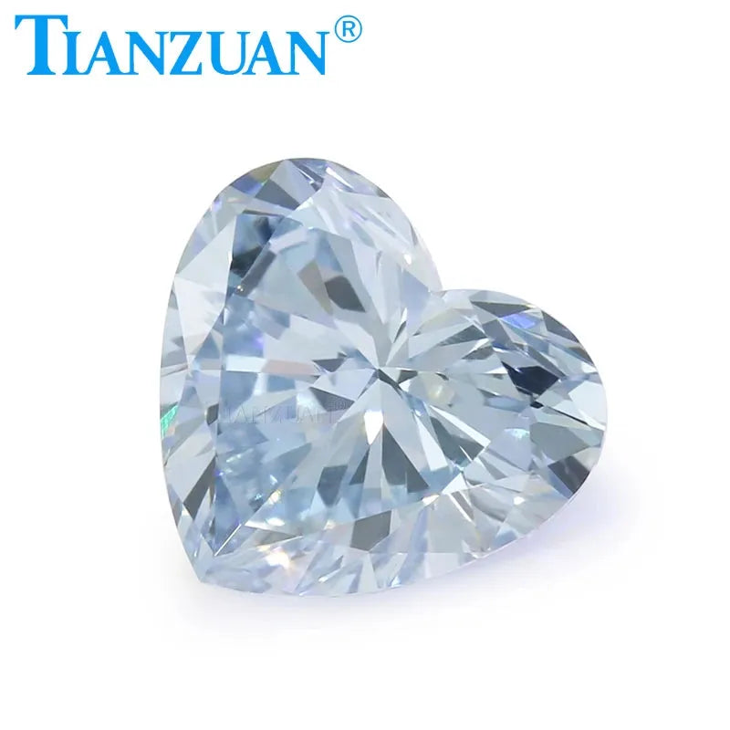Lab Grown Diamond HPHT Heart Shape Fancy Blue VS1 2EX Loose Gemstone Bead - GEMID Certified for Jewelry Making & Engagement Rings