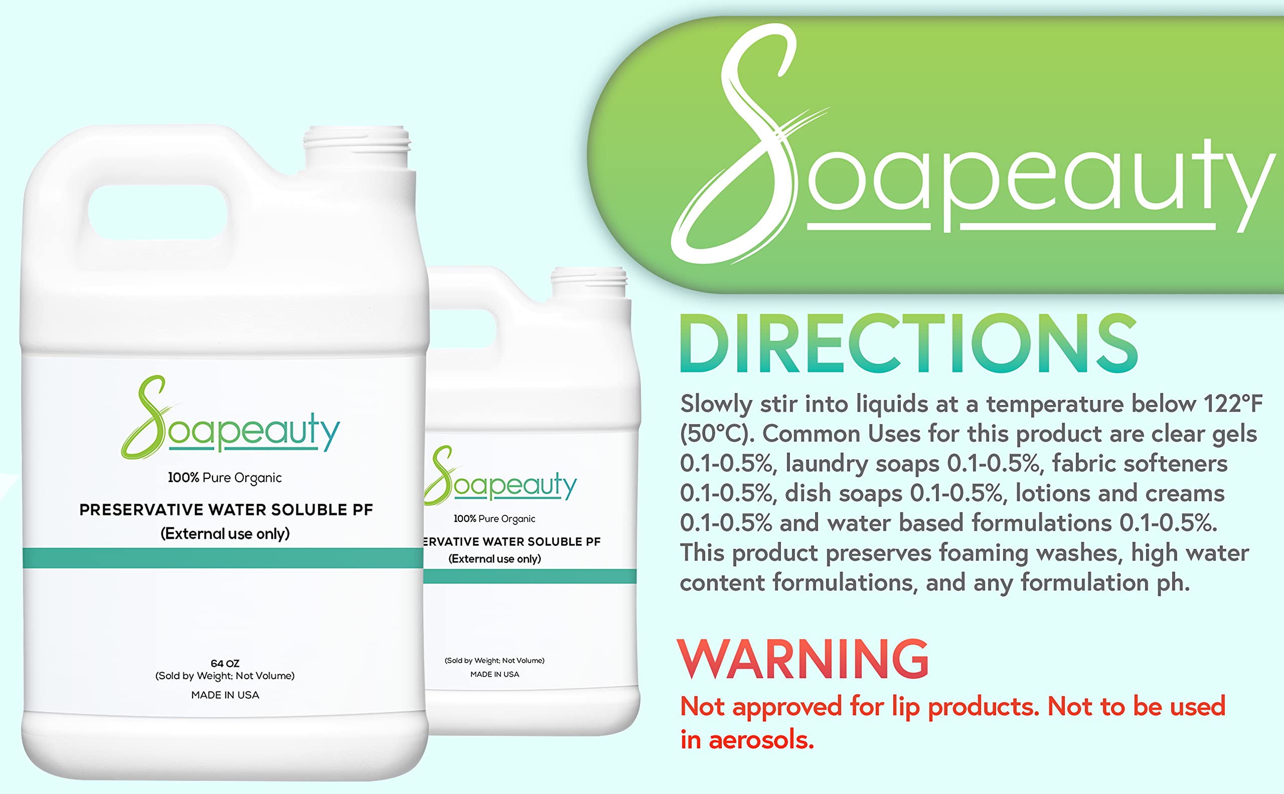 Soapeauty Germall Plus Liquid Preservative - Water Soluble Natural Preservative for Skin Care, Cosmetics & Body Lotion - Safe for DIY Beauty Products (12 OZ) - Perfect for Homemade Lotions, Creams & Serums
