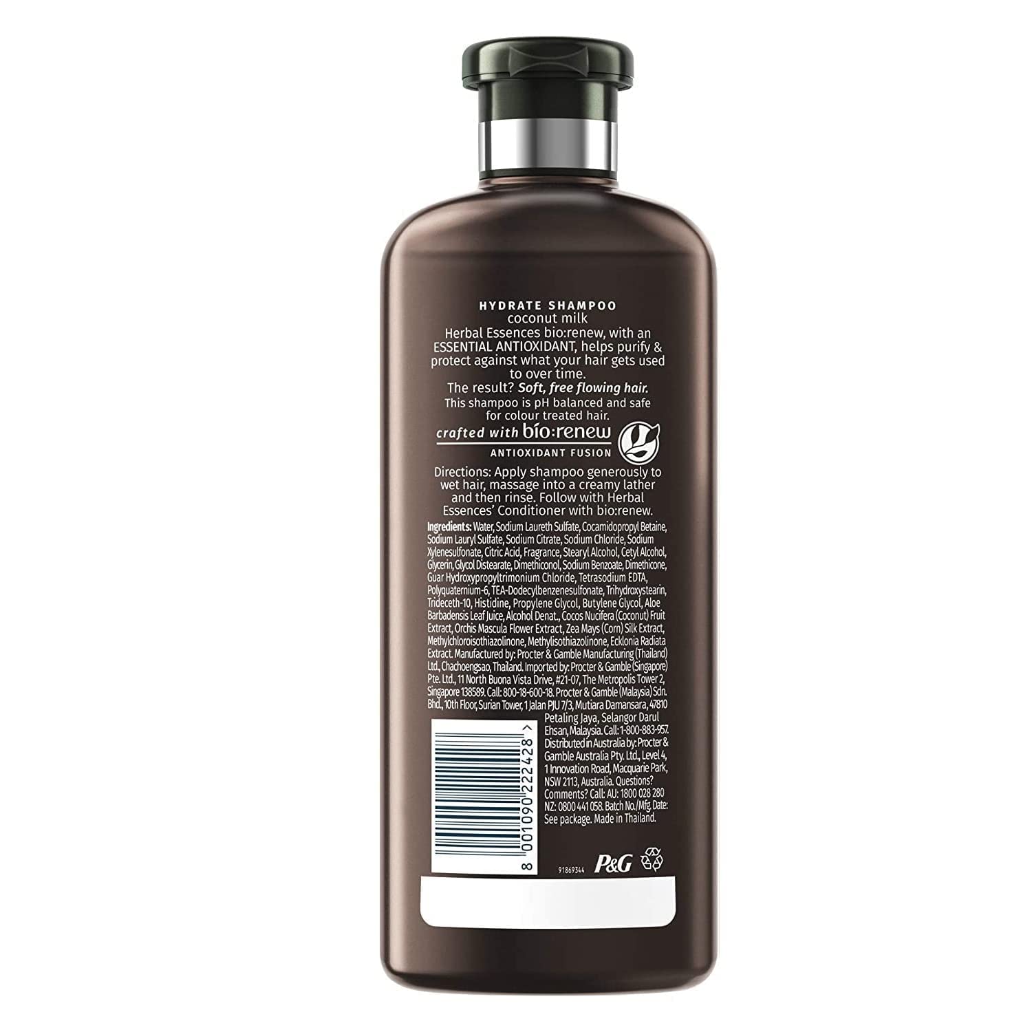 Herbal Essences bio:renew Coconut Milk Shampoo - 400ml Sulfate Free, Paraben Free & Colorant Free for Hydrated & Shiny Hair - Perfect for Dry & Damaged Hair Care Routine