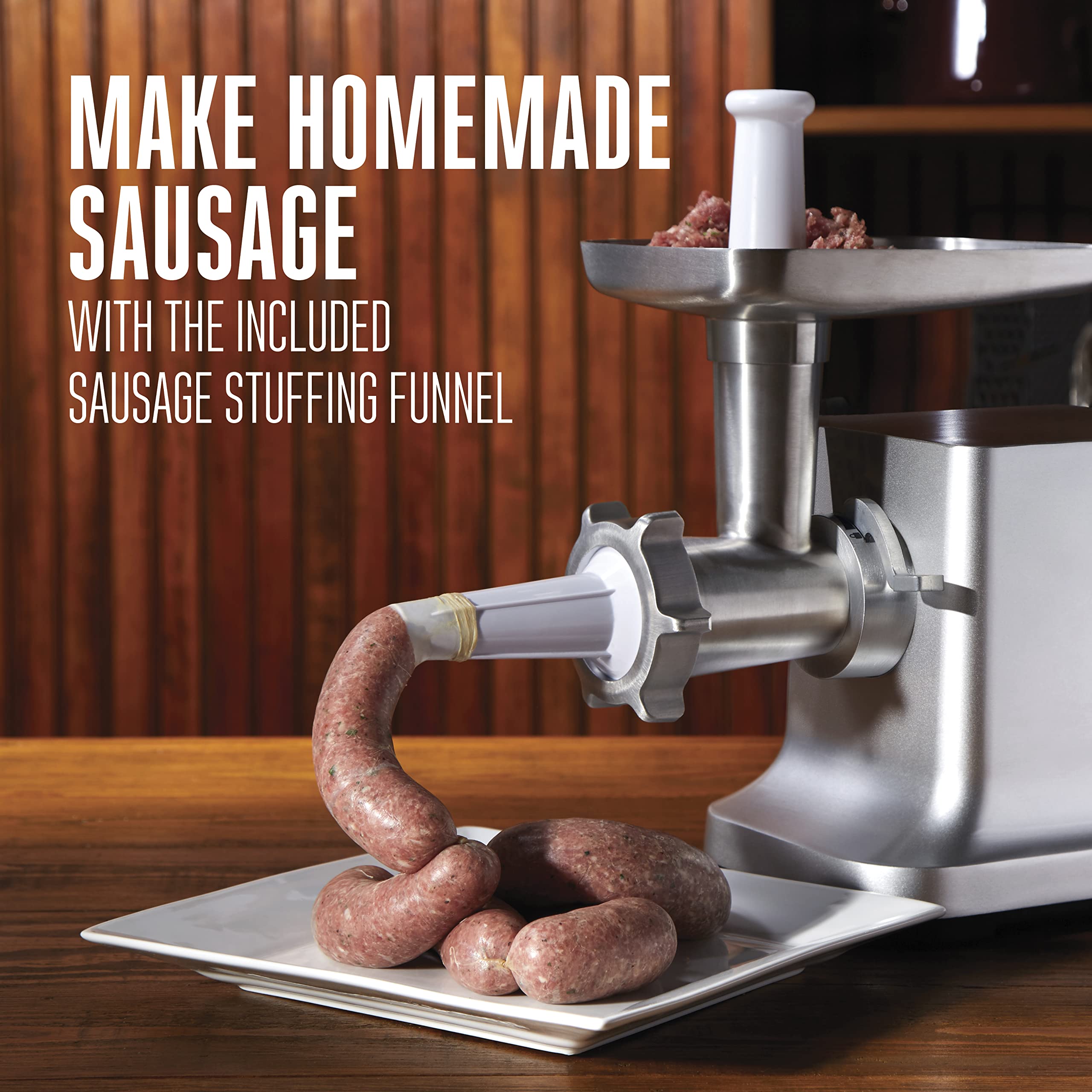 Weston Electric Meat Grinder & Sausage Stuffer - 750W #12 Heavy Duty 1HP Motor, 4 lbs/min Grinding Capacity with Stainless Steel Plates & Die-Cast Aluminum Body (Model 33-1301-W) - Perfect for Home Butchering, Sausage Making & Food Prep