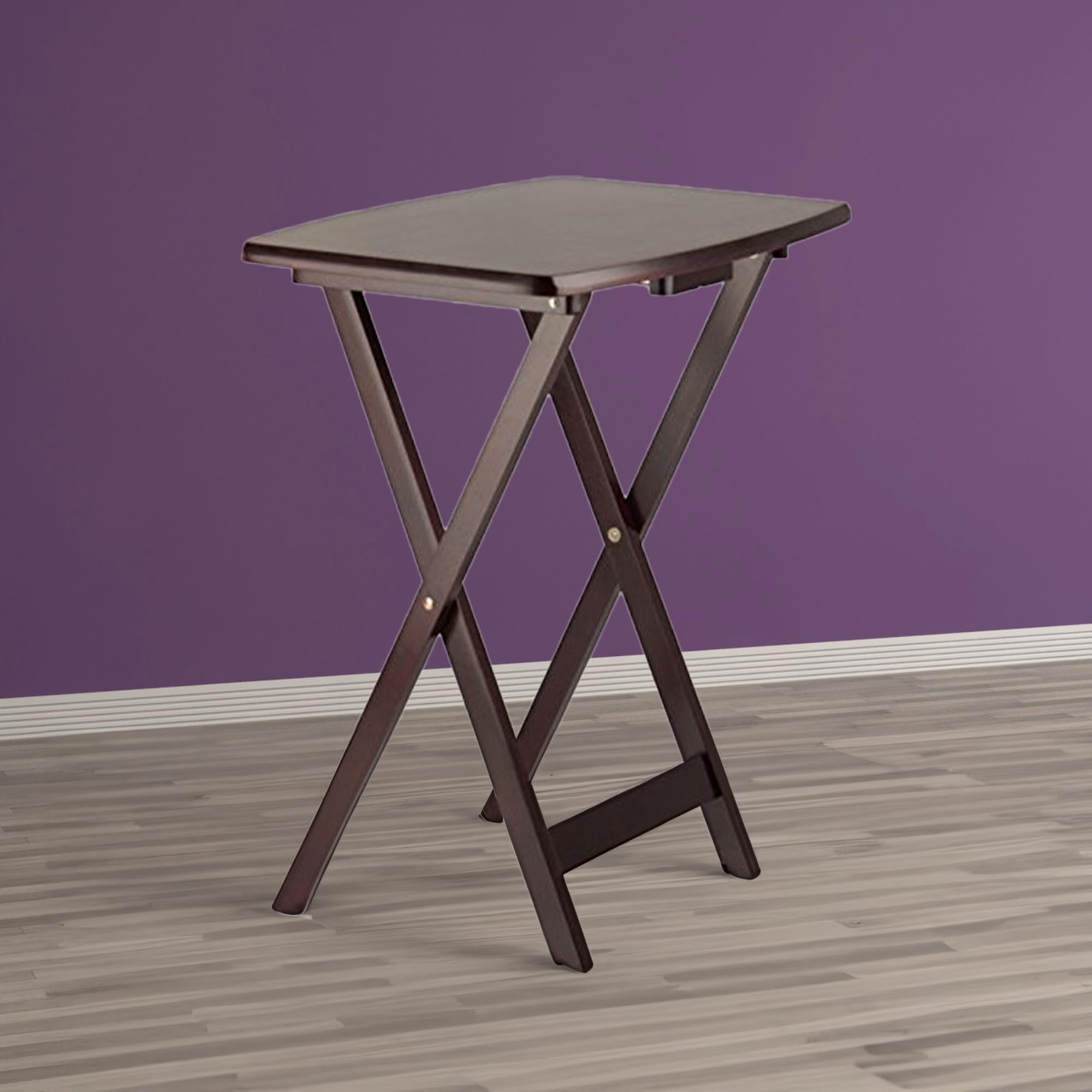 5-Piece Oversized Espresso Wooden Snack Table Set - Foldable Rectangular Tray Tables for Living Room, Patio, Bedroom - Perfect for Coffee, Snacks, Books & Beverages