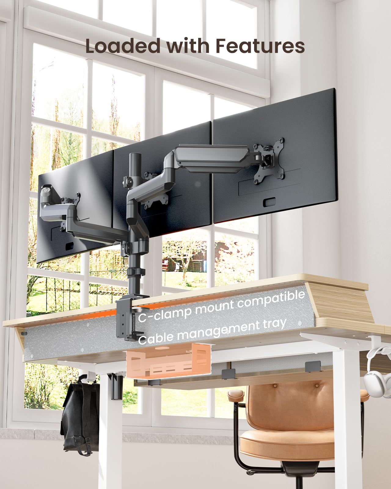ErGear 48 x 30 Inches Electric Standing Desk with Drawers - Height Adjustable Sit Stand Desk with Storage, 4 Memory Presets & Cable Management Tray - Natural Wood Home Office Desk for Computer Work, Gaming & Study