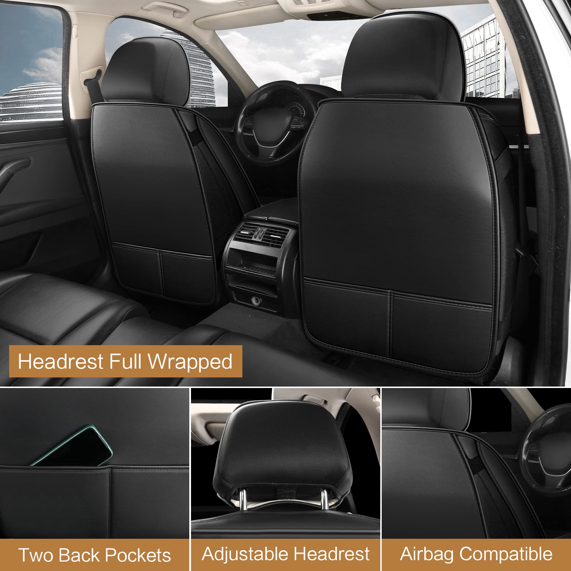Premium Faux Leather Car Seat Covers Full Set - Waterproof, Non-Slip Universal Fit for Sedans, Trucks & SUVs (Black/Red) | Perfect for Daily Commute, Road Trips & Protecting Your Vehicle Interior
