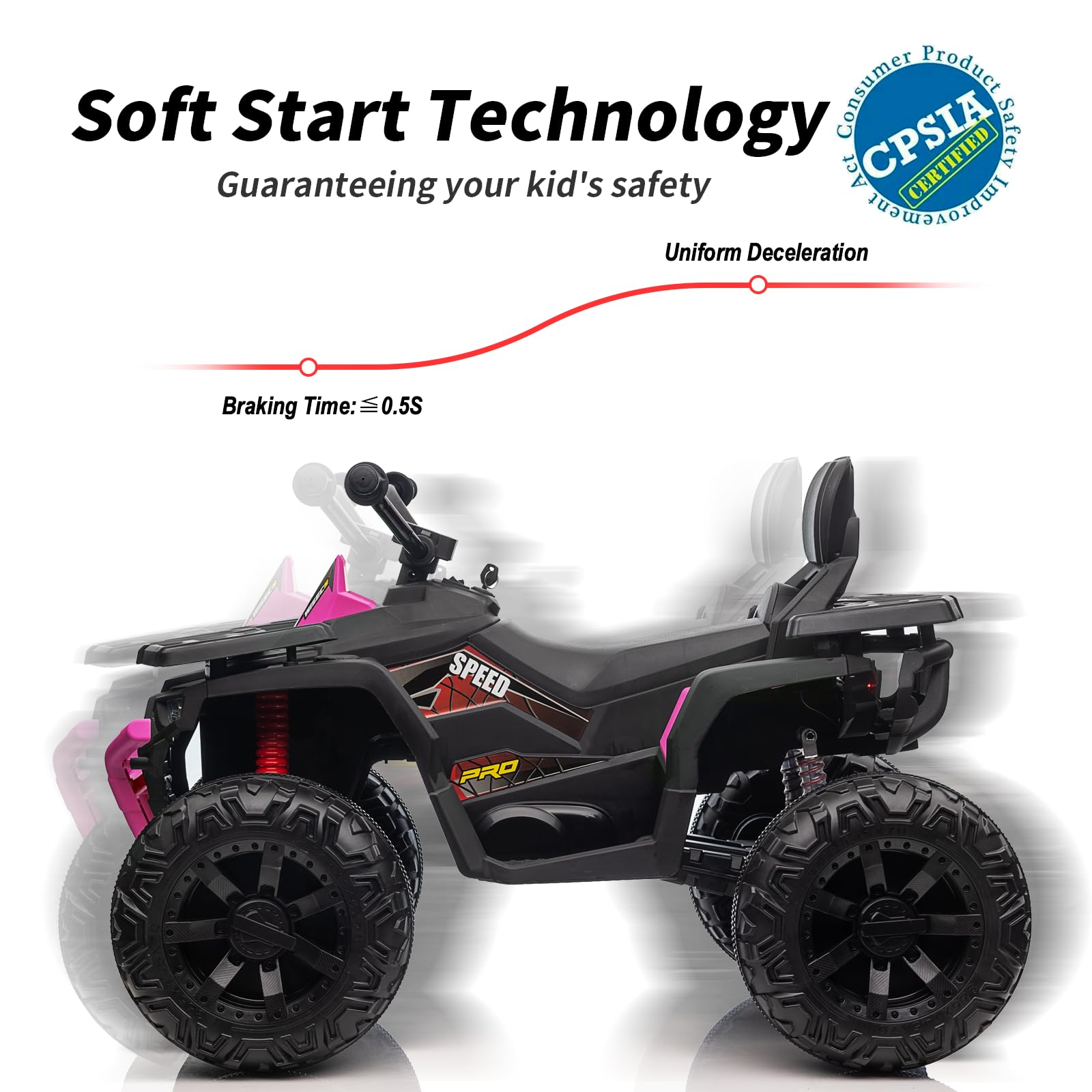 24V Kids ATV 4 Wheeler Ride-On Toy Car - 400W Powerful Motor, 2 Seater for Big Kids (Rose Pink) | Perfect for Outdoor Adventures, Backyard Play & Off-Road Fun