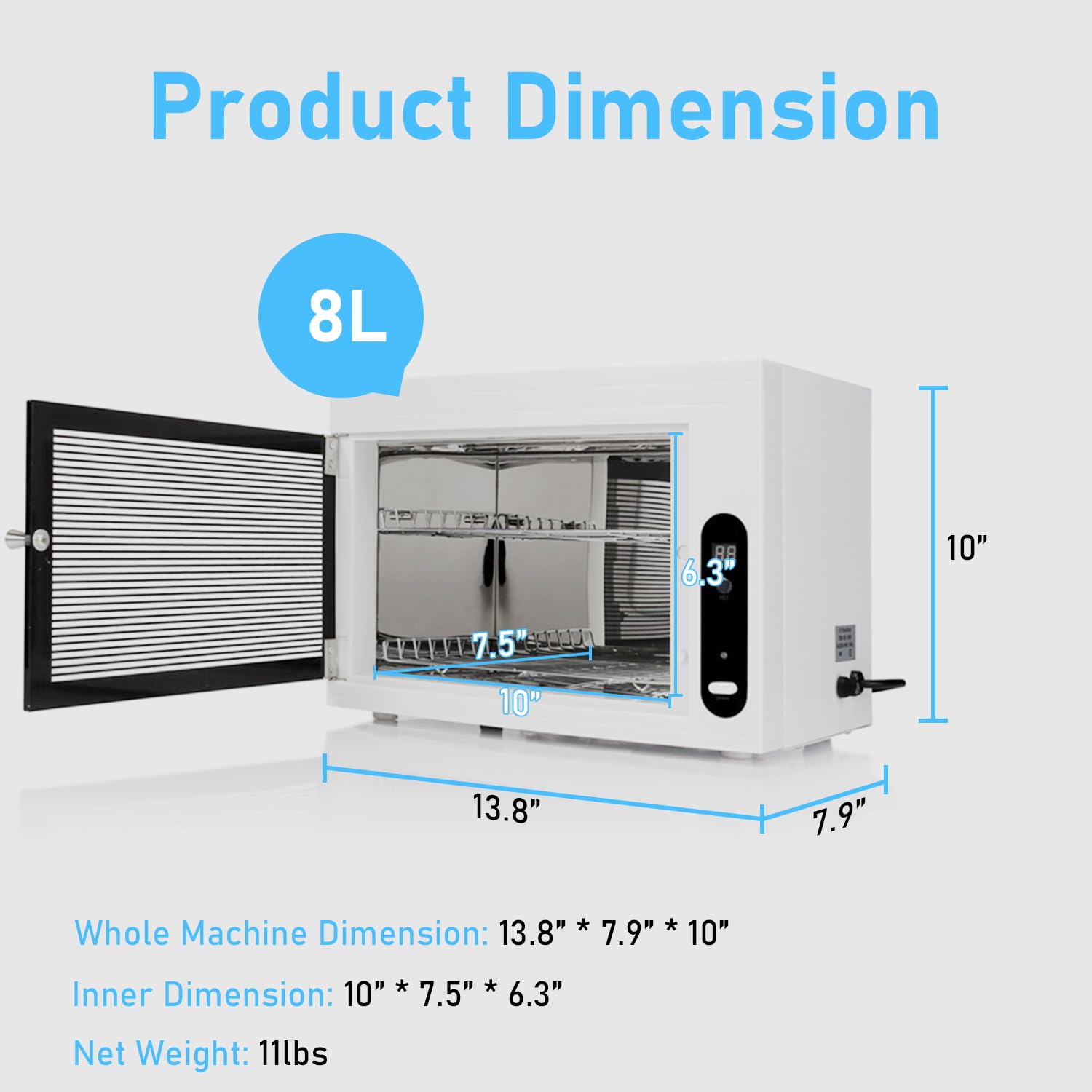 8L UV Sterilizing Cabinet for Nail Tools - Large Capacity Disinfection Machine with Timer for Manicure, Spa & Barber Equipment - Perfect for Salon, Home & Professional Use