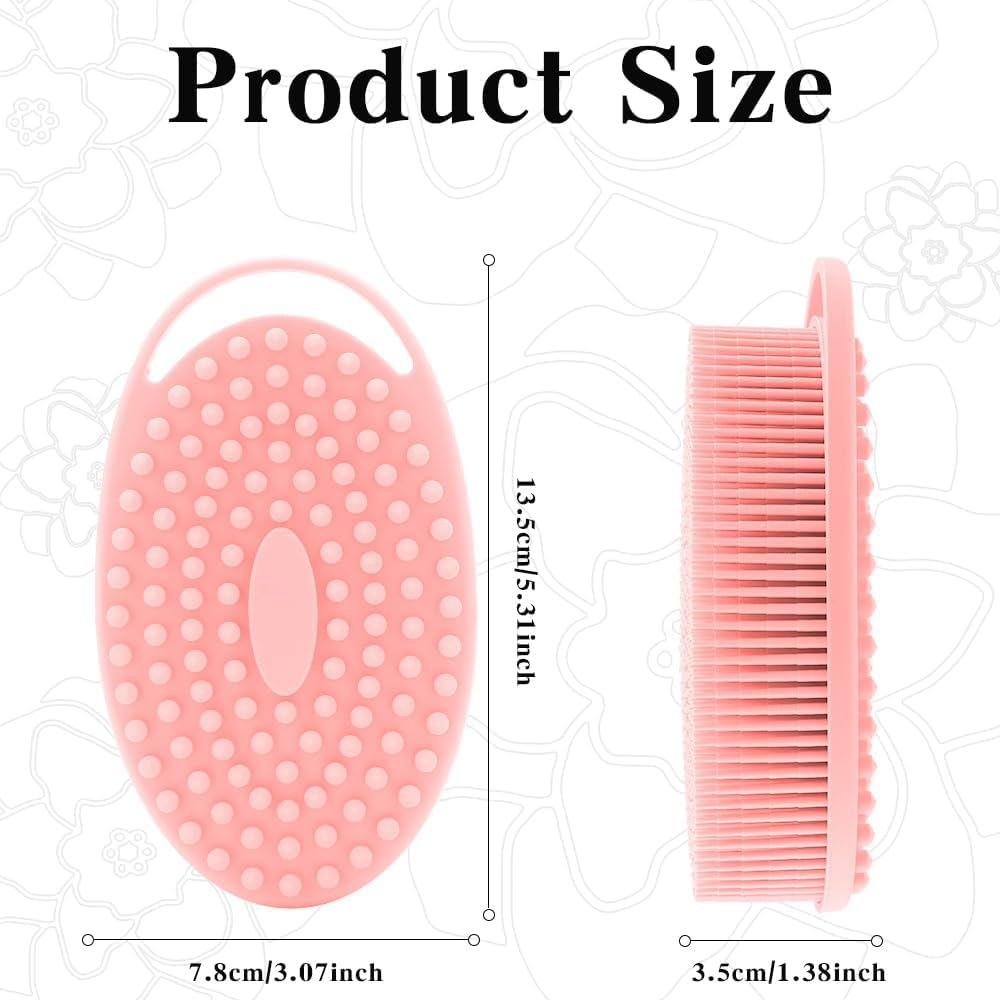 INOVERA Silicone Bath Brush with Handle - Soft Exfoliating Body Scrubber for Shower & Bath, Gentle Skin Cleansing Brush (Rose Gold) | Perfect for Spa Day, Back Scrubbing & Luxury Bath Time Relaxation