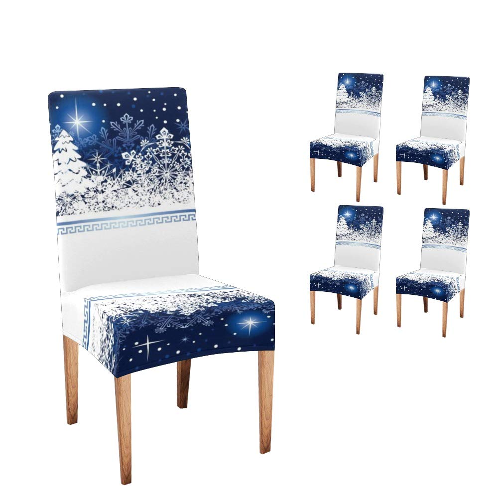 4-Pack Merry Christmas Dining Chair Covers - Stretchable Slipcovers for Holiday Decor & Home Party Decorations | Fits Most Dining Room Chairs