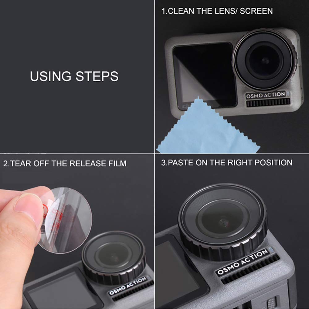 2 Pack Tempered Glass Screen Protector for DJI OSMO Action Camera - Scratch-Resistant Front/Back Lens Protective Film - Perfect for Outdoor Sports, Vlogging & Adventure Photography Accessories