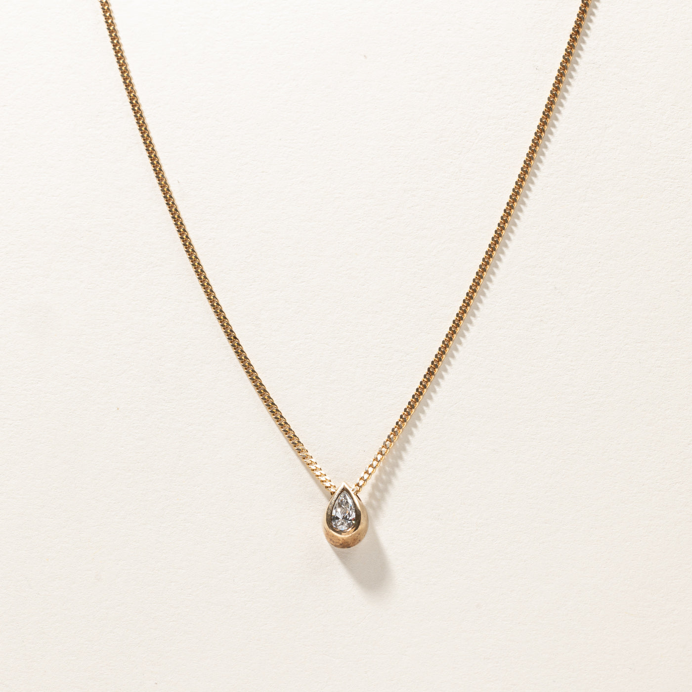 0.70ct Pear Diamond Pendant Necklace - 15
