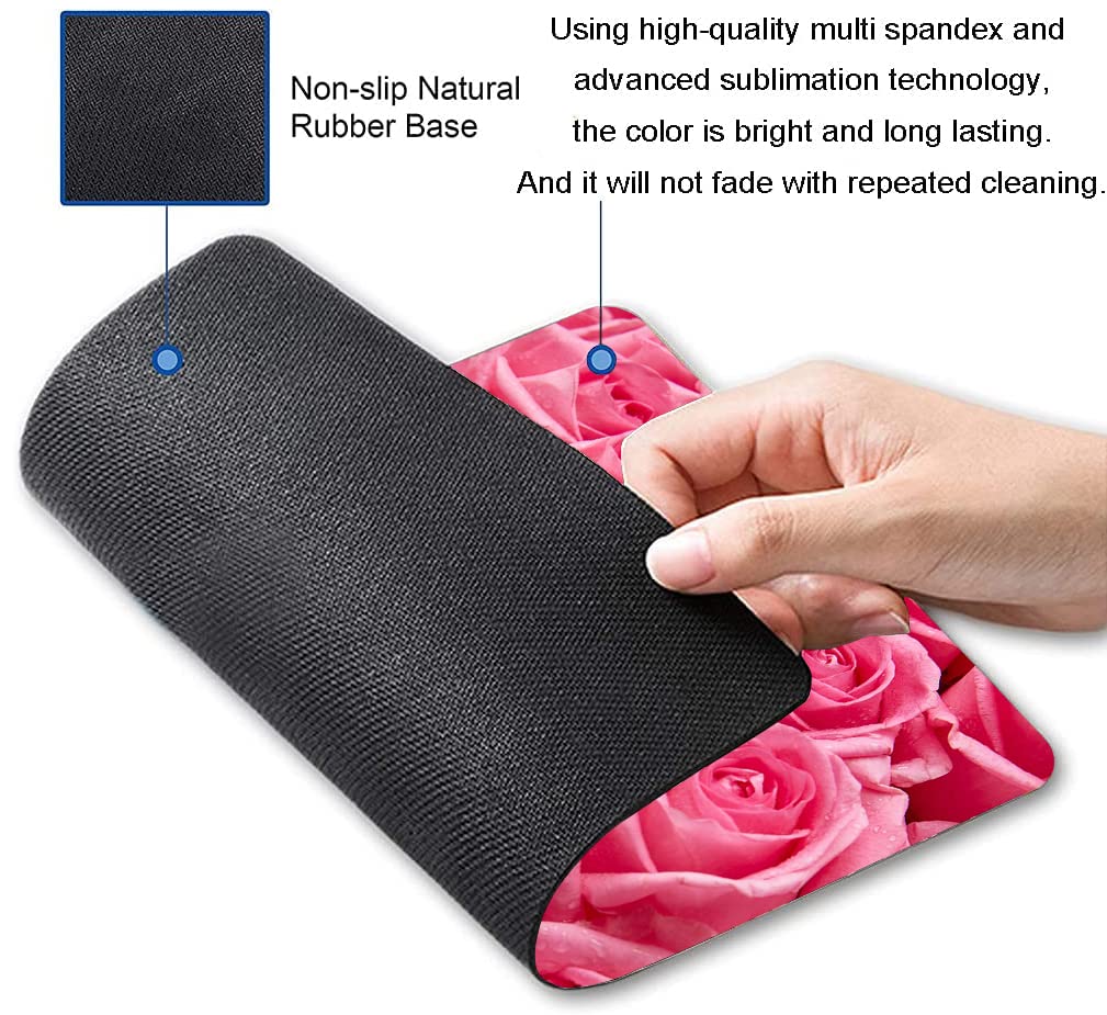 Custom Square Gaming Mouse Pad with Pink Rose Flower Design - Non-Slip Rubber Base for PC & Laptop - Perfect for Office Work, Gaming & Home Computer Use