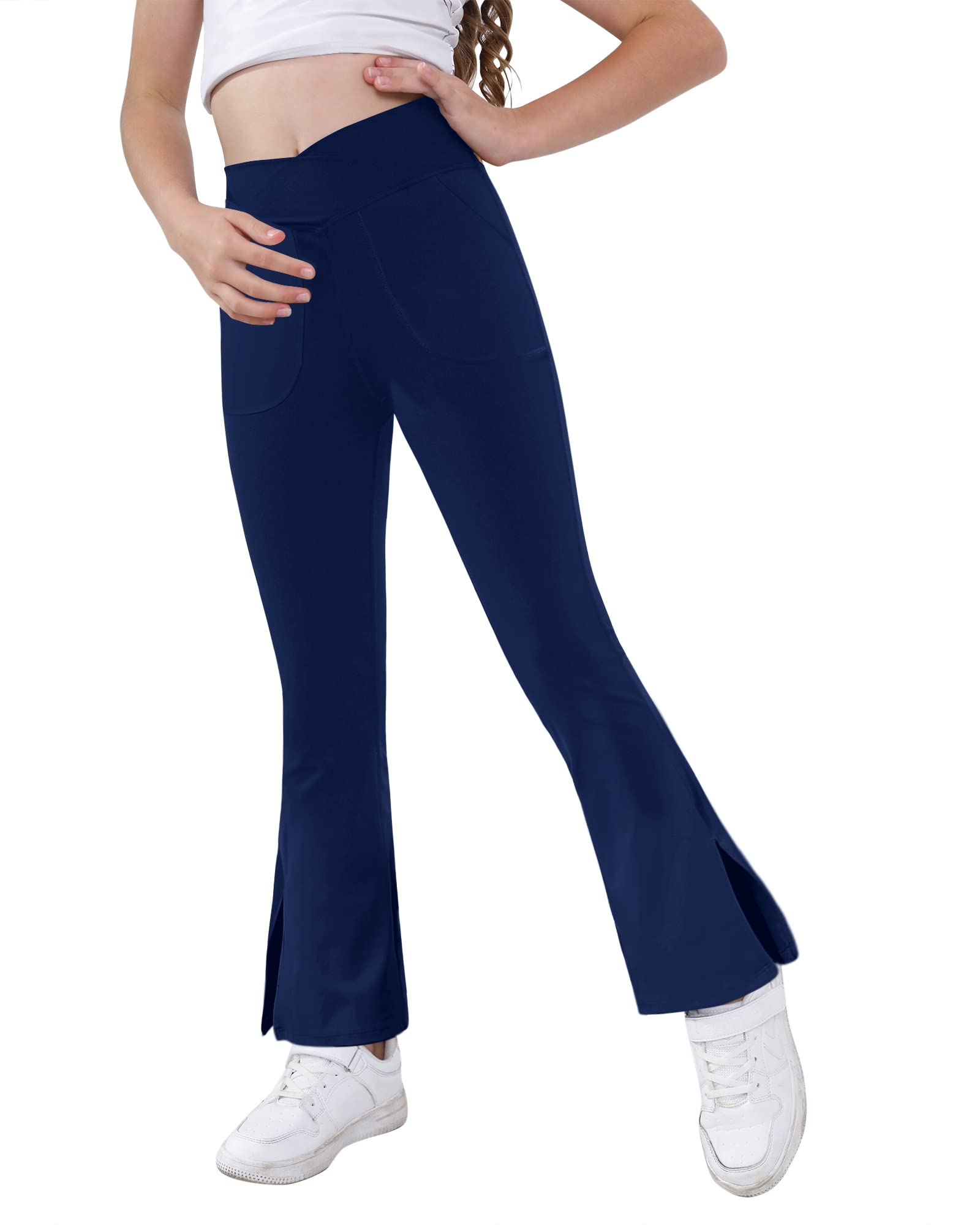 Girls' Bootcut Yoga Pants with Pockets - Stretchy Flare Leggings for Teens & Kids - Perfect for Dance, Gym & Everyday Wear