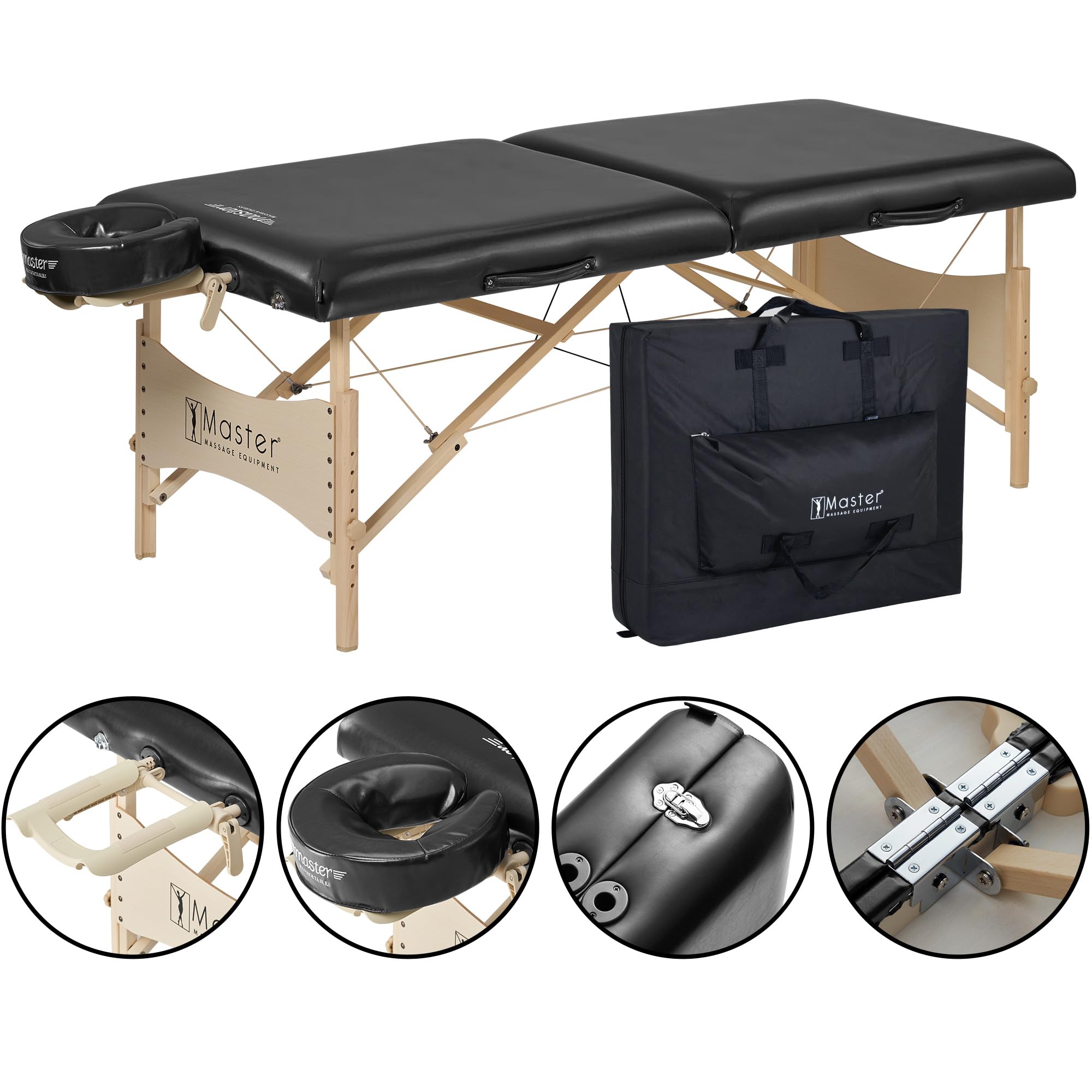 30 Inch Balboa Pro Portable Massage Table - Foldable Wooden Beauty Salon Bed for Massage, Lash Extensions & Tattoo - Black | Perfect for Spa, Home Use & Professional Therapists