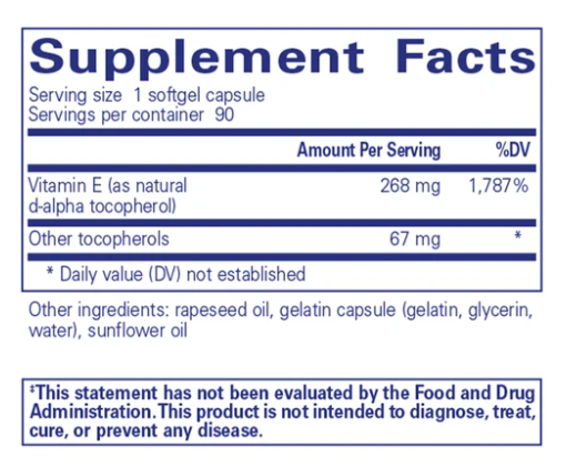 Vitamin E with Mixed Tocopherols - Natural Antioxidant Supplement for Skin, Hair & Immune Support - Daily Wellness & Beauty Care