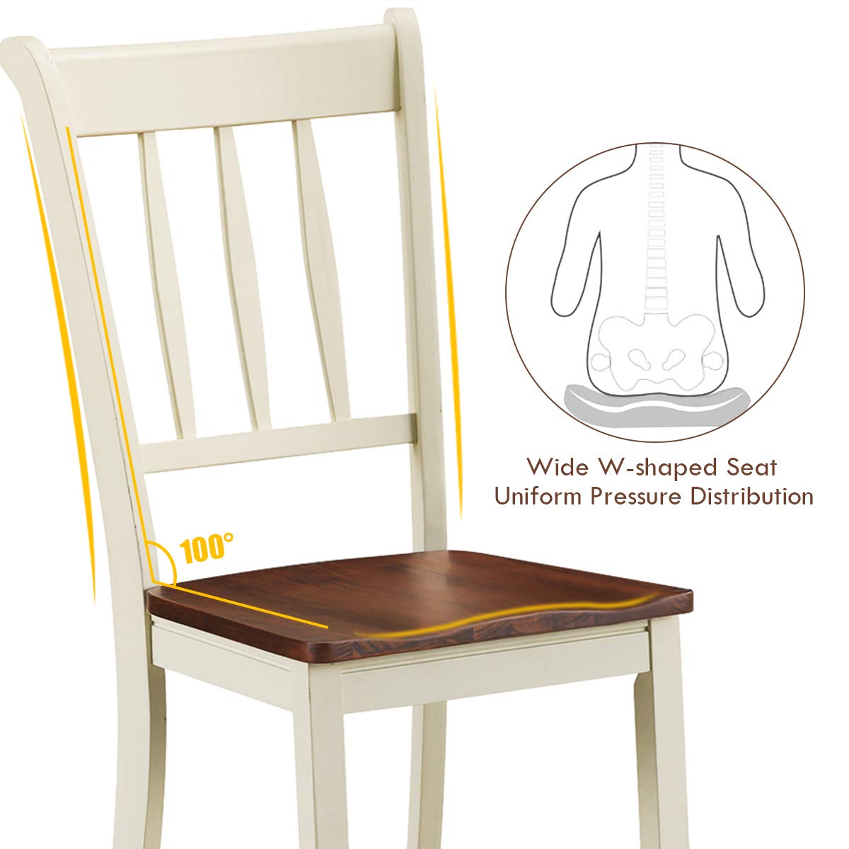 Giantex Solid Rubber Wood Dining Chairs Set of 2 - Armless Kitchen Chairs with Sturdy Frame, Easy Assembly Side Chairs for Farmhouse Dining Room - Perfect for Kitchen, Breakfast Nook & Small Space Dining