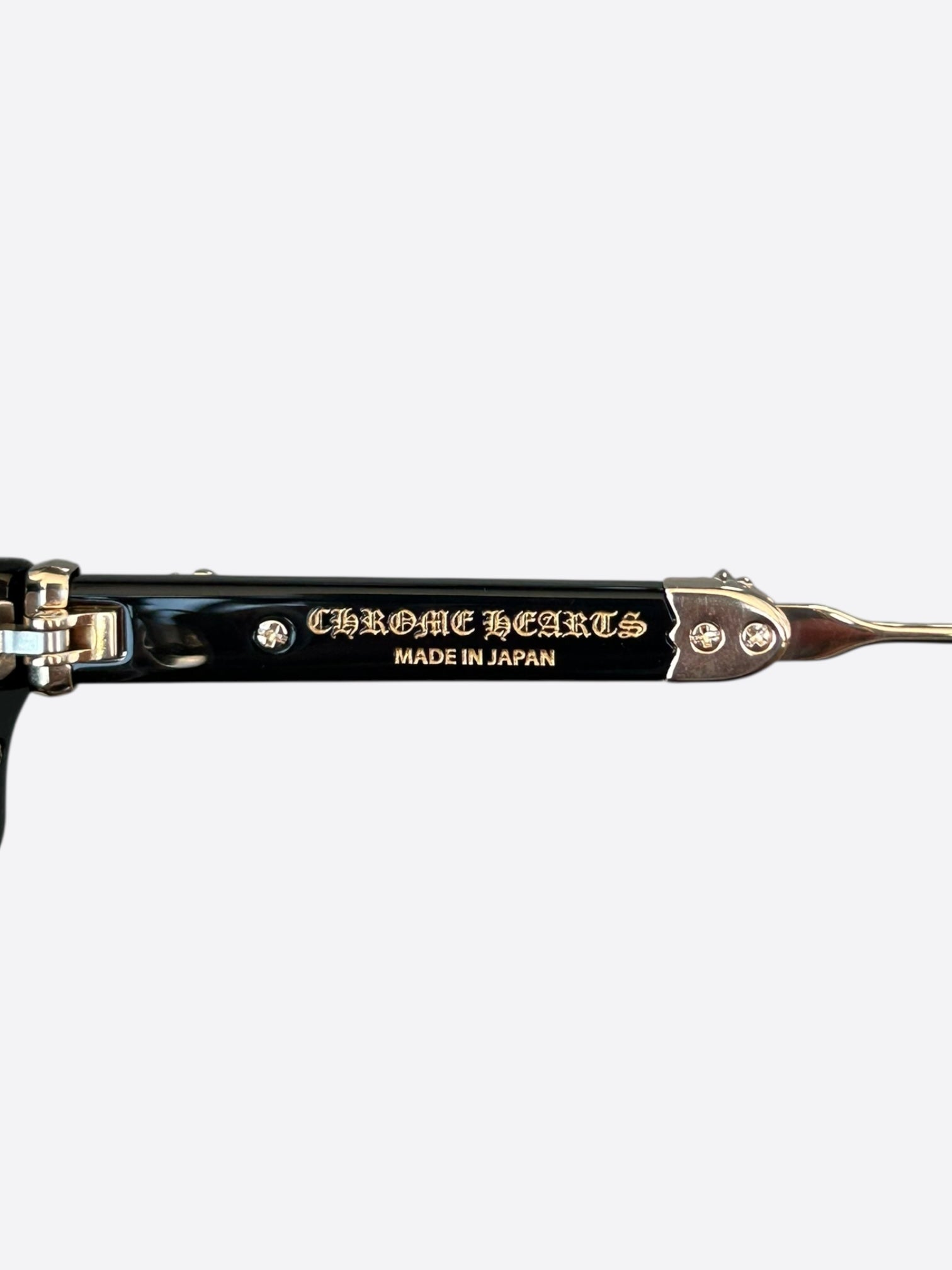 Chrome Hearts Black & Gold Evangelist Sunglasses - Luxury Designer Shades for Men & Women - Perfect for Outdoor Activities, Fashion & Streetwear