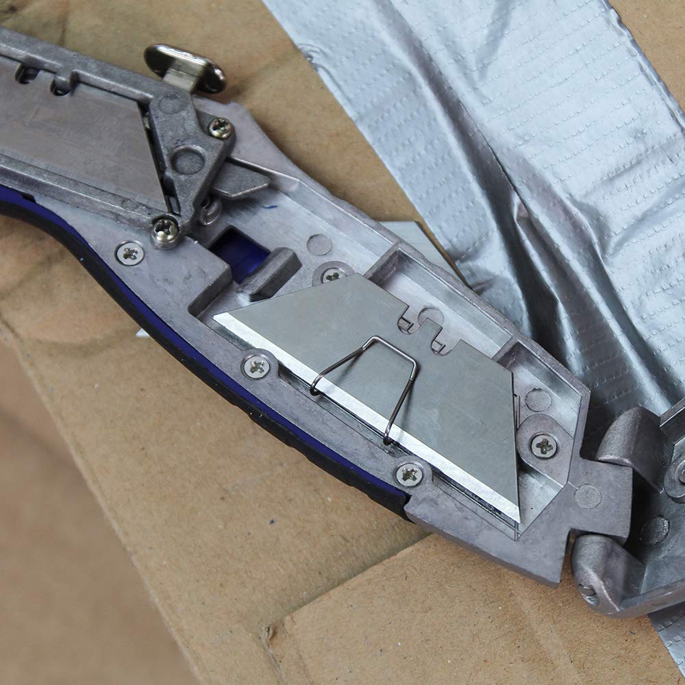 Professional Auto-Load Utility Knife - Heavy Duty Retractable Box Cutter with Safety Lock for Warehouse, Construction & DIY Projects | Sharp Blade for Cutting Cardboard, Carpet & Packaging Materials
