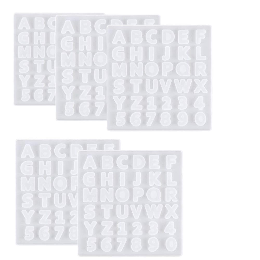 SNOOGG 5-Piece Small ABCD Epoxy Resin Molds for Pendants, Keychains & Crafts - Transparent Silicone Letter Molds for DIY Jewelry, Coasters & Home Decor Projects