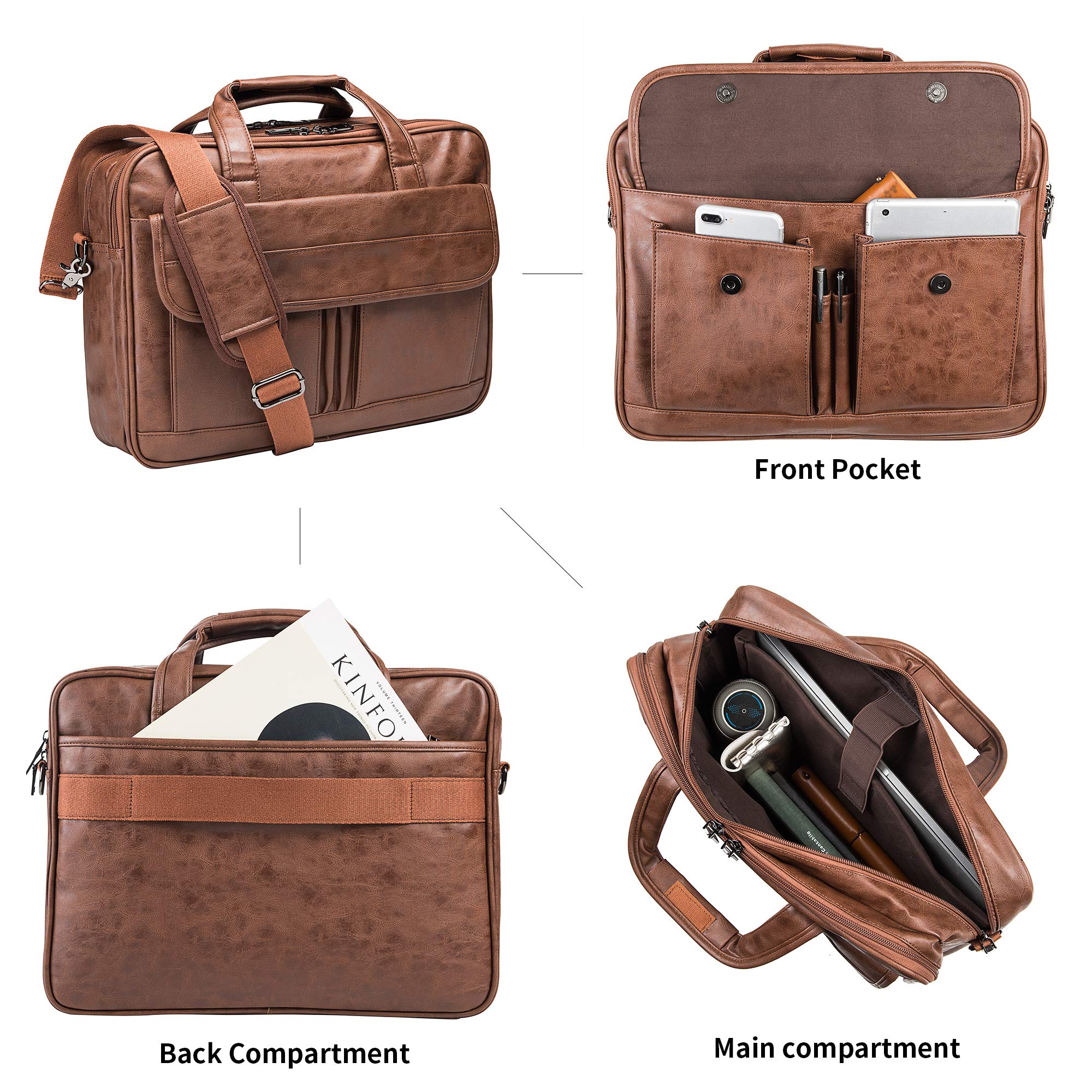 Premium Leather Men's Business Briefcase - Handmade Messenger Bag for Laptop & Travel | Professional Office Work, Business Trips & Daily Commute