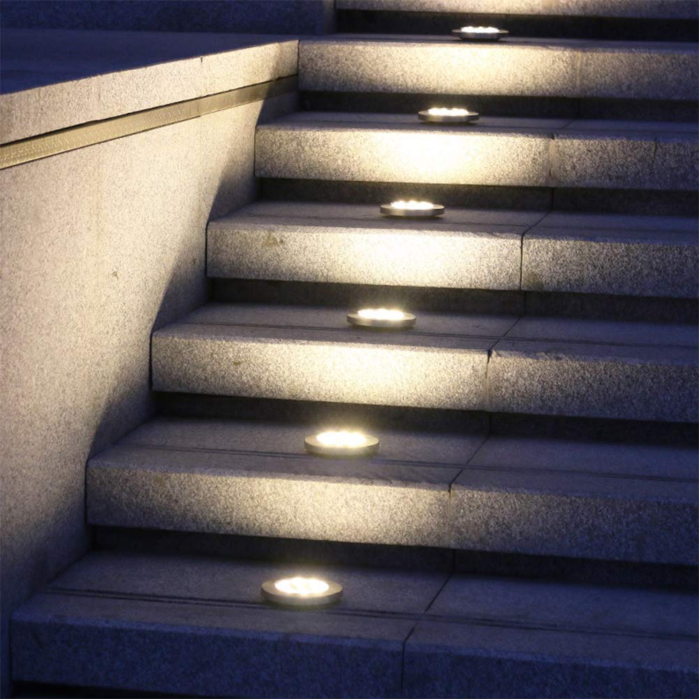 Aogist Solar Ground Lights - 4 Pack LED Garden Disk Lights, Waterproof Outdoor Landscape Lighting for Lawn, Patio, Pathway, Yard, Deck & Walkway (Warm White) - Perfect for Garden Decoration, Backyard Lighting & Nighttime Safety