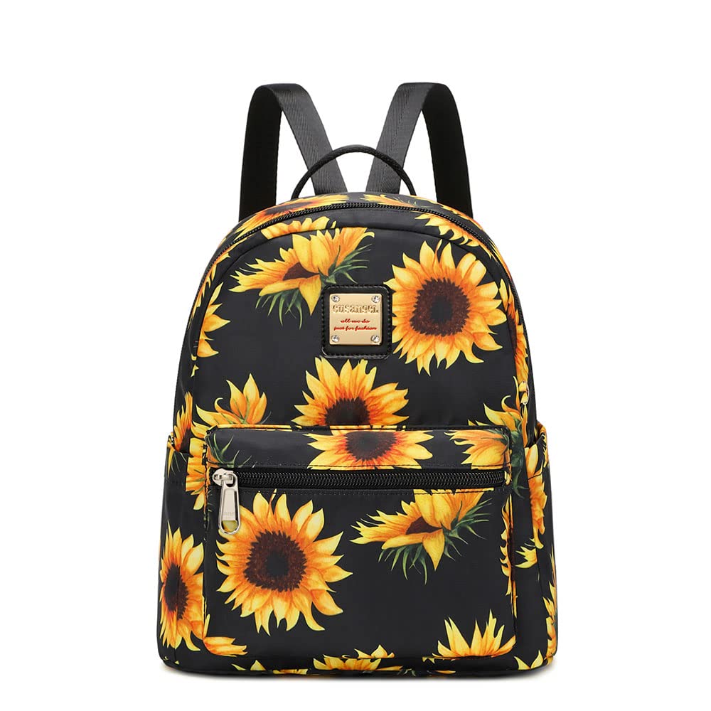 Cusangel Women's Mini Backpack Purse - Small Fashion Shoulder Bag with Water Bottle Pockets, Sunflower Design Backpack for Women & Girls | Perfect for Birthday, Mother's Day Gifts, Travel, School & Daily Use