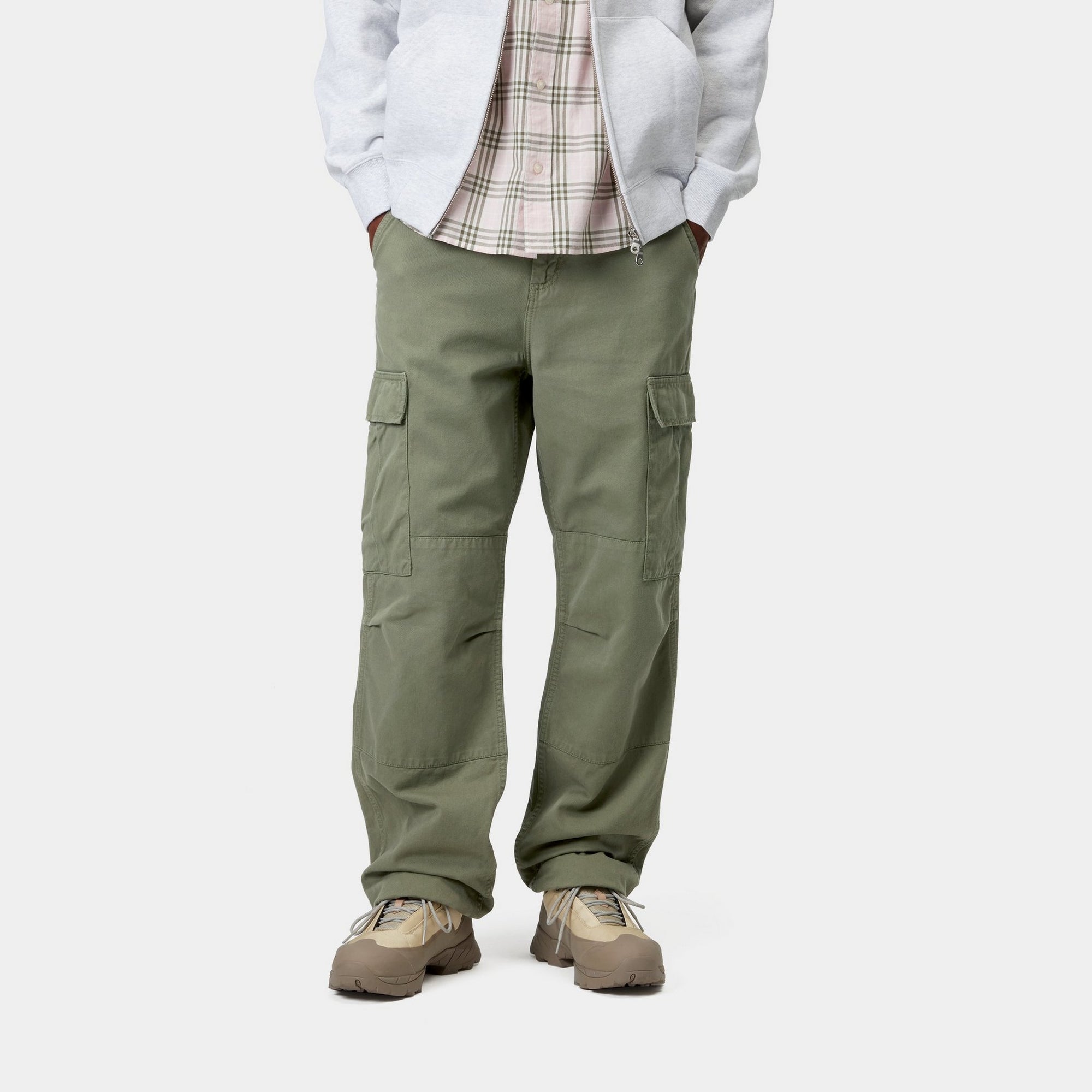 Durable Regular Cargo Pants for Men - Garment Dyed Twill Work Pants in Dollar Green | Outdoor Hiking, Workwear & Casual Everyday Wear