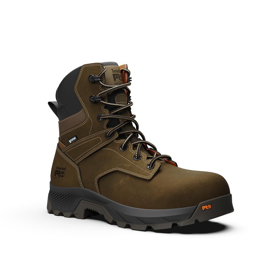 Titan® Ev 8 Inch Waterproof Full Grain Leather Work Boots for Men - Medium Brown - Durable Safety Boots for Construction, Hiking & Outdoor Work
