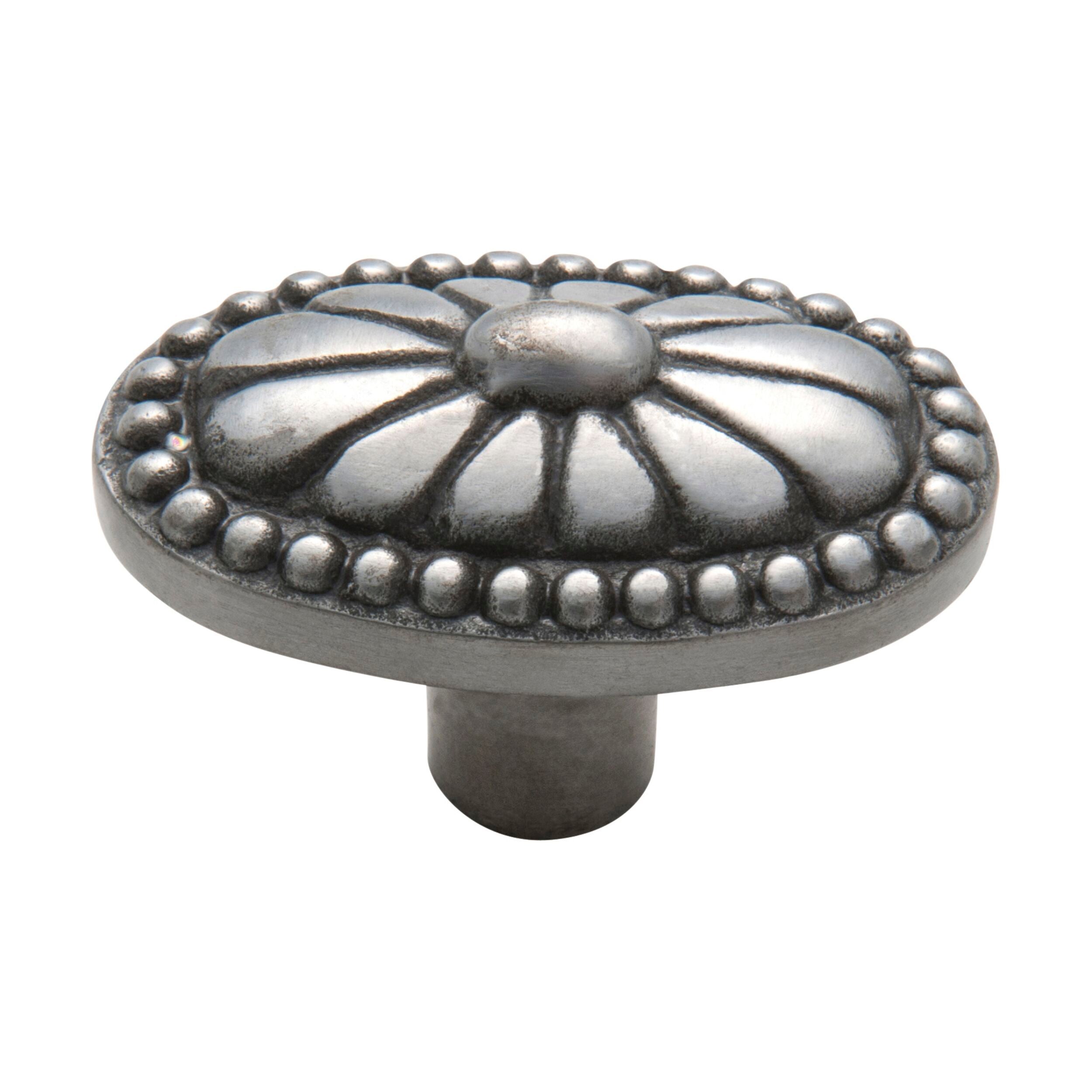 Ornate Iron Cupboard Knob - Polished Metal Cabinet Handle 35x54x36mm - Vintage Drawer Pull for Kitchen, Bathroom & Furniture Restoration