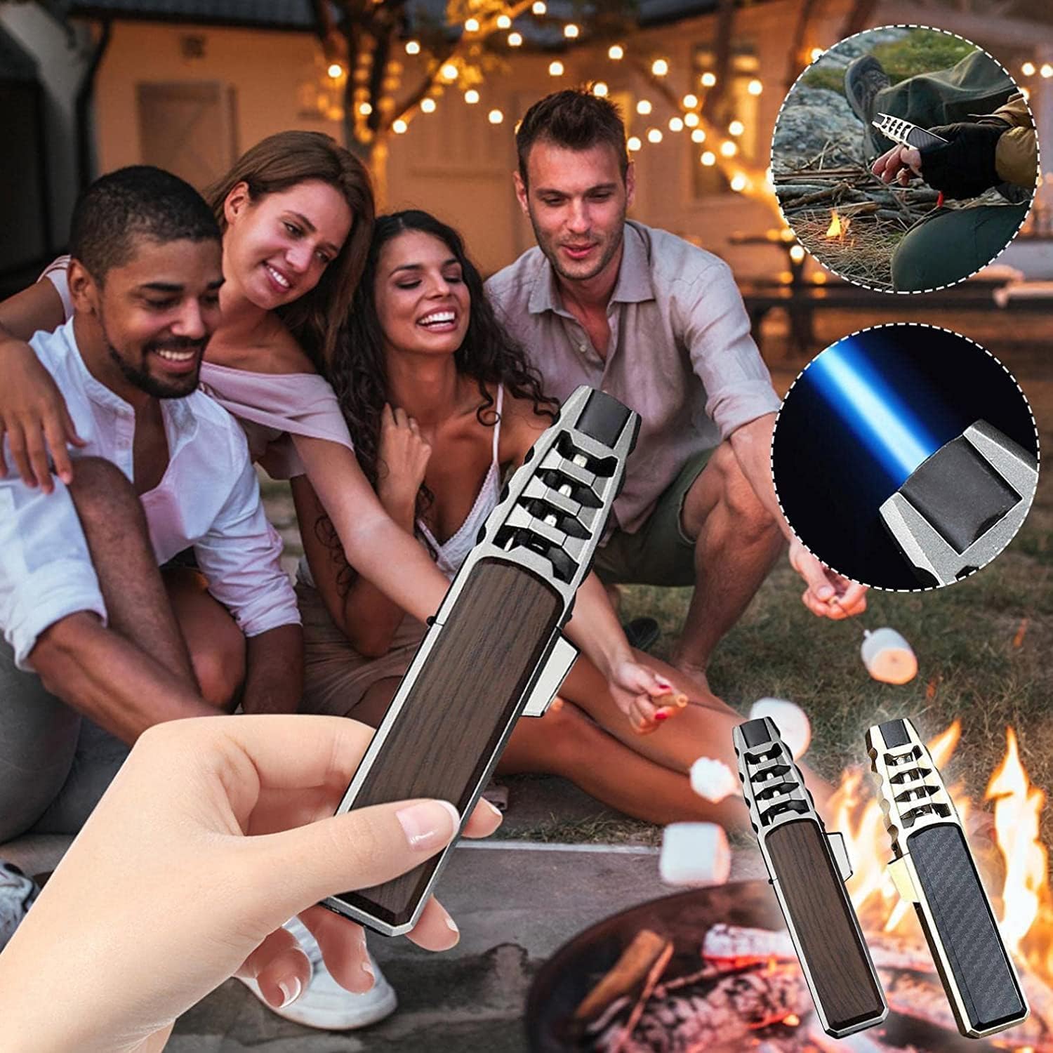 Butane Torch Lighter - Windproof Blue Flame for BBQ & Baking