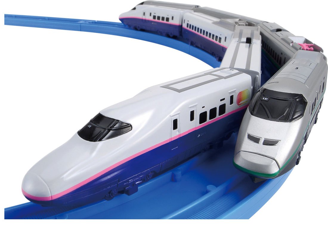 PLARAIL Advance E2 Series Yamabiko & E3 Series Tsubasa Model Train Set with Guide Rails - Japanese Import Tomica PlaRail for Kids & Collectors - Perfect for Train Layouts, Playrooms & Display Collections
