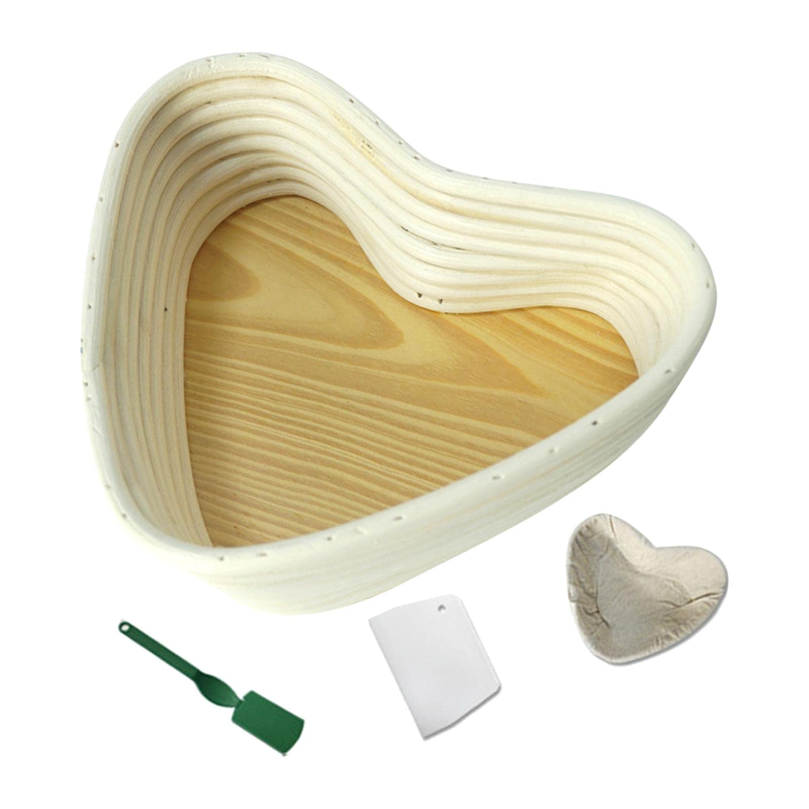 Heart Shaped Bread Proofing Basket - Natural Rattan Sourdough Proving Basket with Bread Scraper & Cloth Liner | Perfect for Artisan Bread Making, Home Baking & Gift Giving
