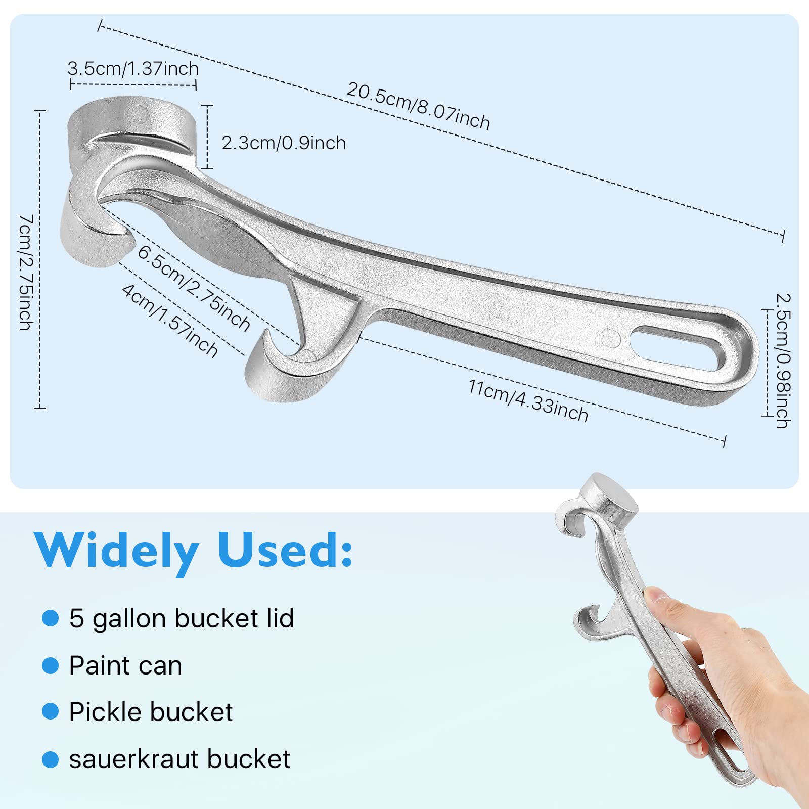 2 Pack Heavy Duty Aluminum Bucket & Paint Can Opener - 5 Gallon Lid Remover Tool for Home, Workshop & Industrial Use - Perfect for Paint Cans, Chemical Drums & Food Storage Buckets