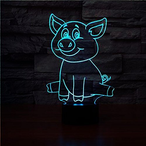 3D Pig Night Light with 16 Color Changing LED, Remote Control, USB Charger - Cute Desk Lamp for Kids Room, Nursery, Birthday & Christmas Gifts (Acrylic Flat ABS Base) - Perfect for Bedtime, Decor, and Relaxation