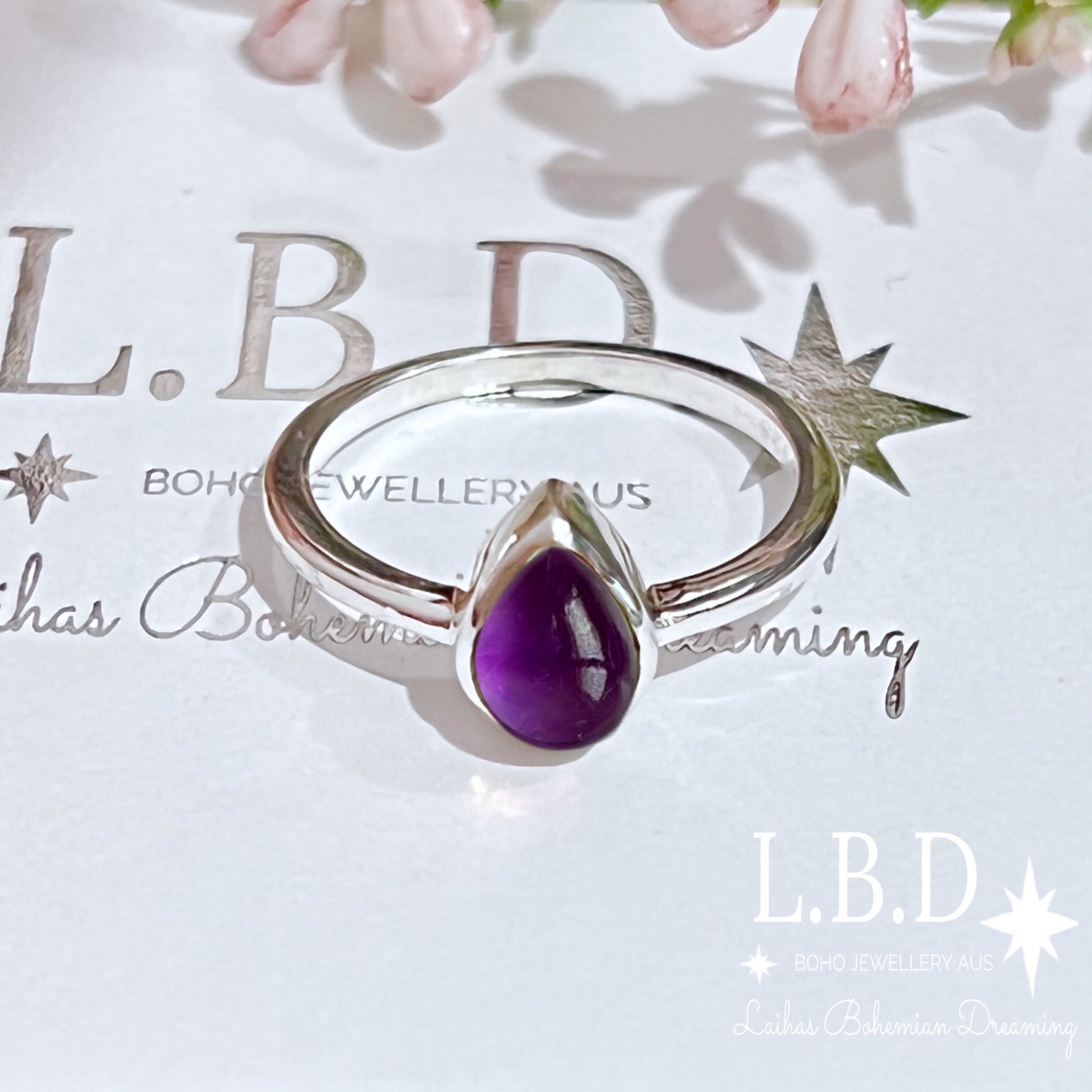 Laihas Mini Tearing Spirit Amethyst Ring - Dainty Purple Crystal Jewelry for Women | Perfect for Everyday Wear, Gift Giving & Spiritual Healing