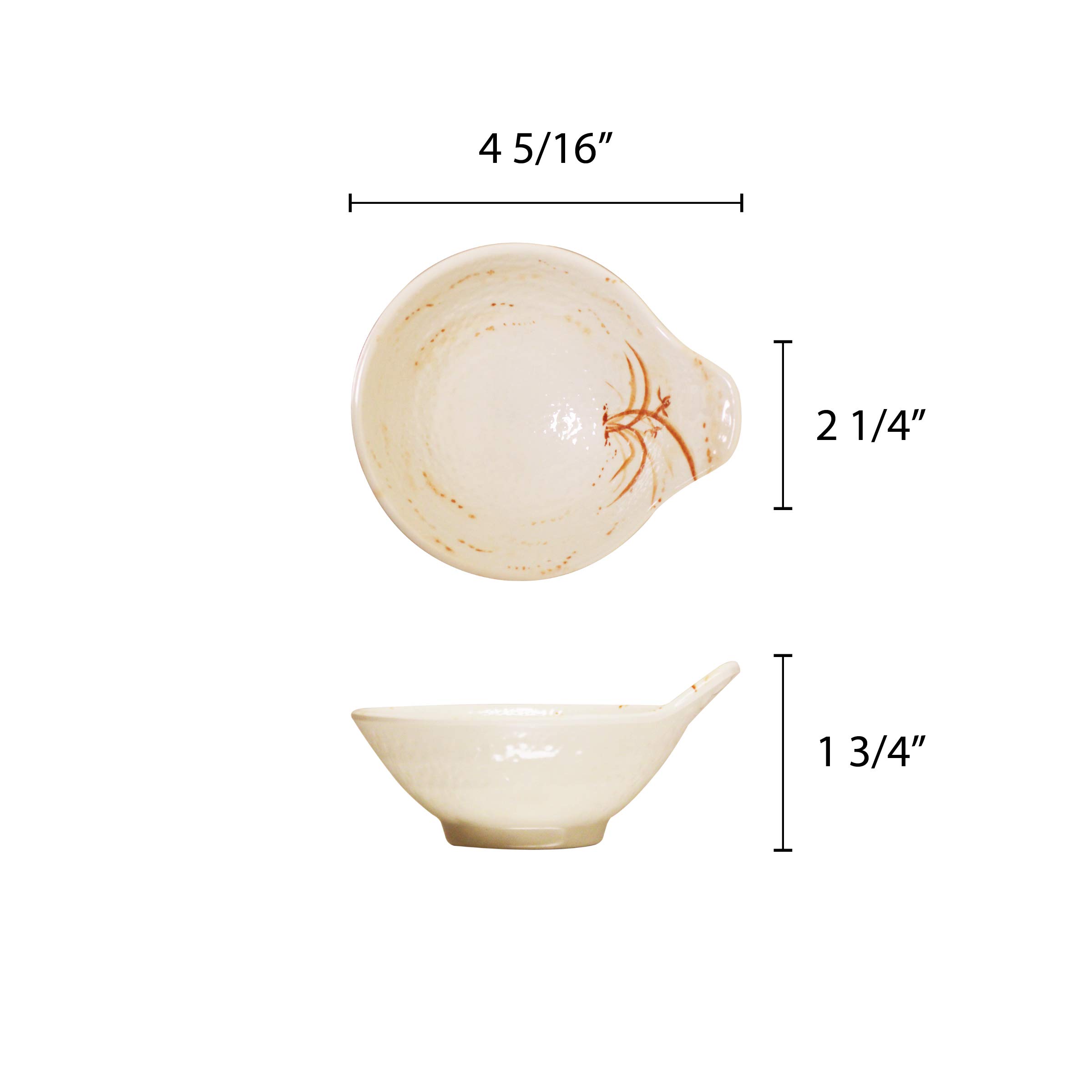 Premium Melamine Dip Bowls - Thunder Group Gold Orchid Collection (5 oz, 4 7/8