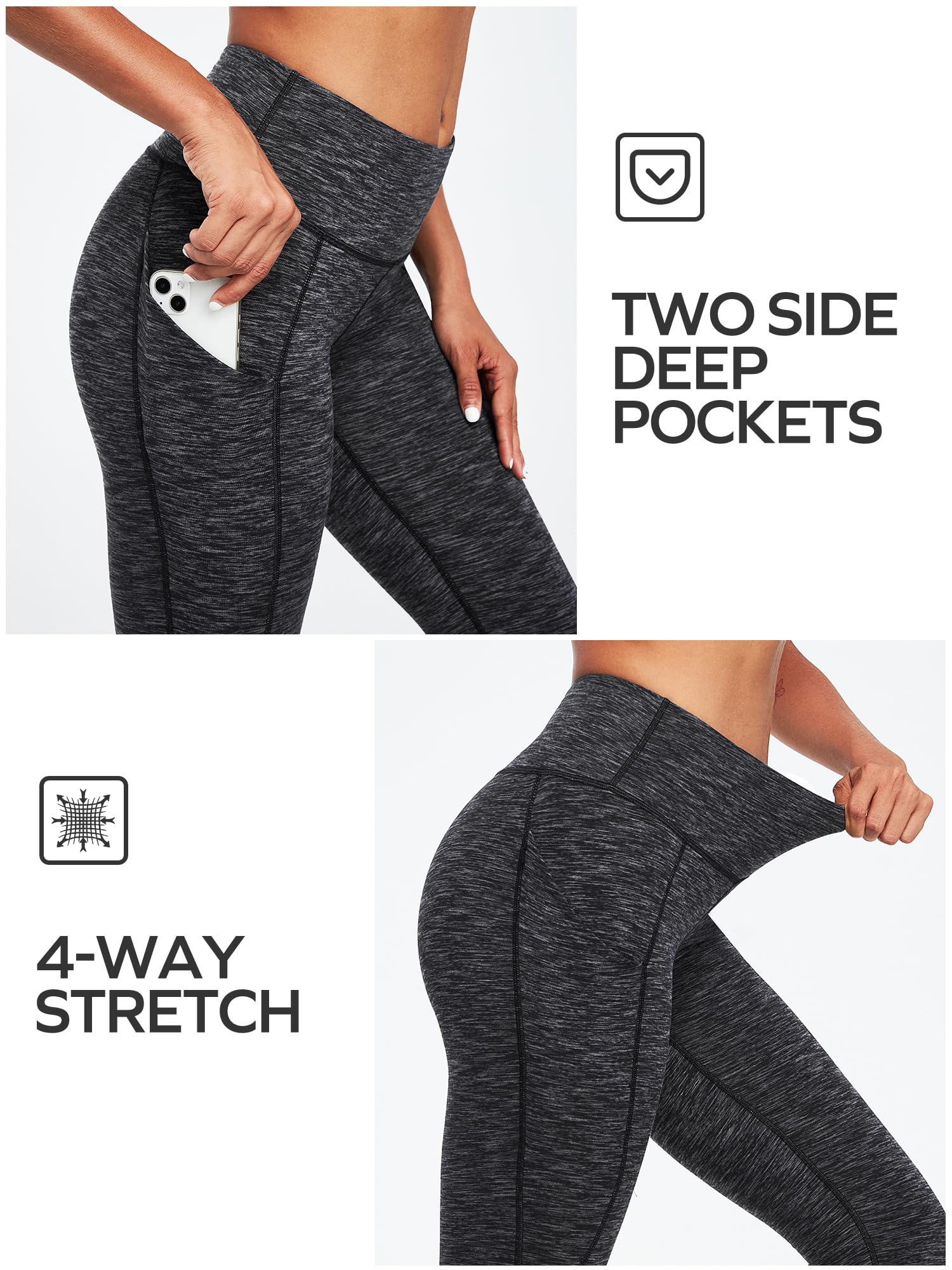 Ewedoos Fleece Lined Leggings with Pockets for Women - Thermal Winter Yoga Pants, High Waisted Workout Tights for Cold Weather - Perfect for Running, Hiking & Lounge Wear