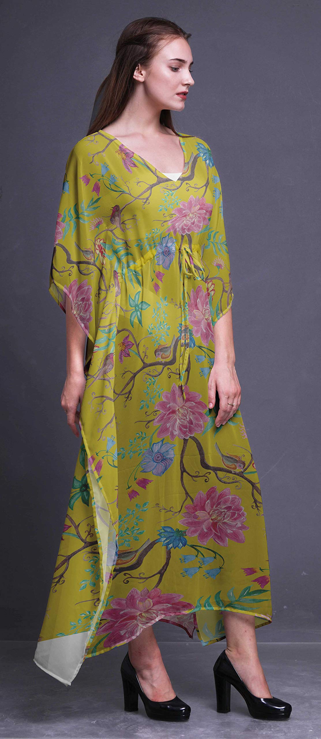 Women's Bimba Beach Kaftan - Flowy Long Maxi Dress Cover Up, Summer Kimono Style Bikini Coverup for Pool, Beach Vacation & Resort Wear