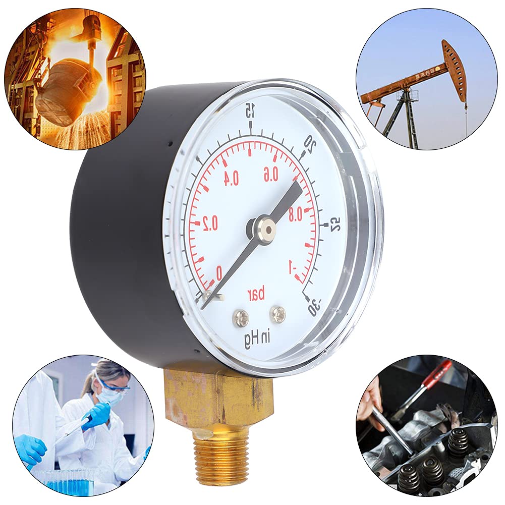 Oil Vacuum Gauge - Professional Air, Water & Oil Pressure Tester for Automotive, HVAC & Industrial Applications | Accurate Vacuum Measurement Tool