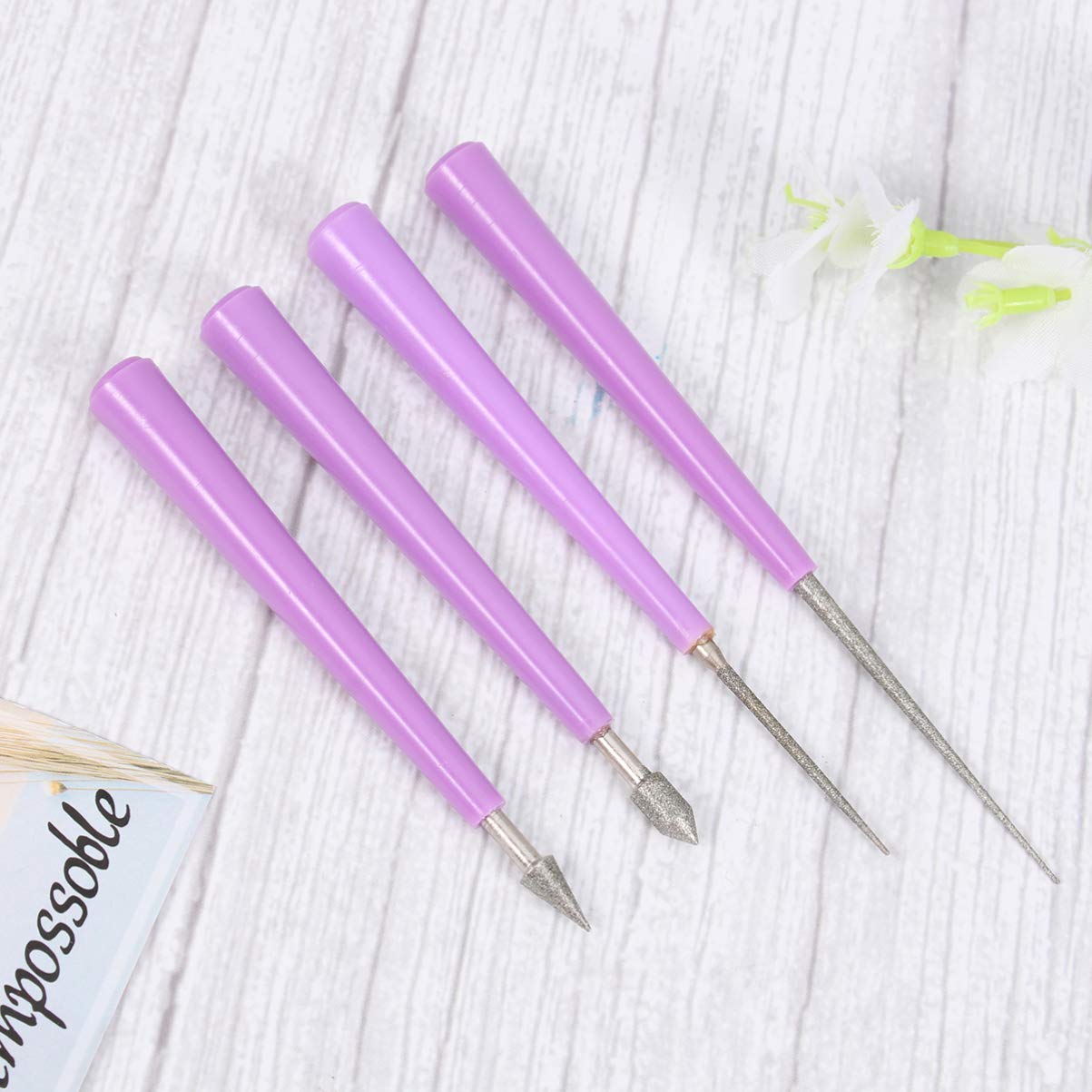 SUPVOX 4-Piece Diamond Needle File Set - Flat Diamond Grit File, Polishing & Sharpening Tools for Jewelry, Beading, and Metalworking - Perfect for Enlarging Holes, Smoothing Edges, and Detailed Crafting