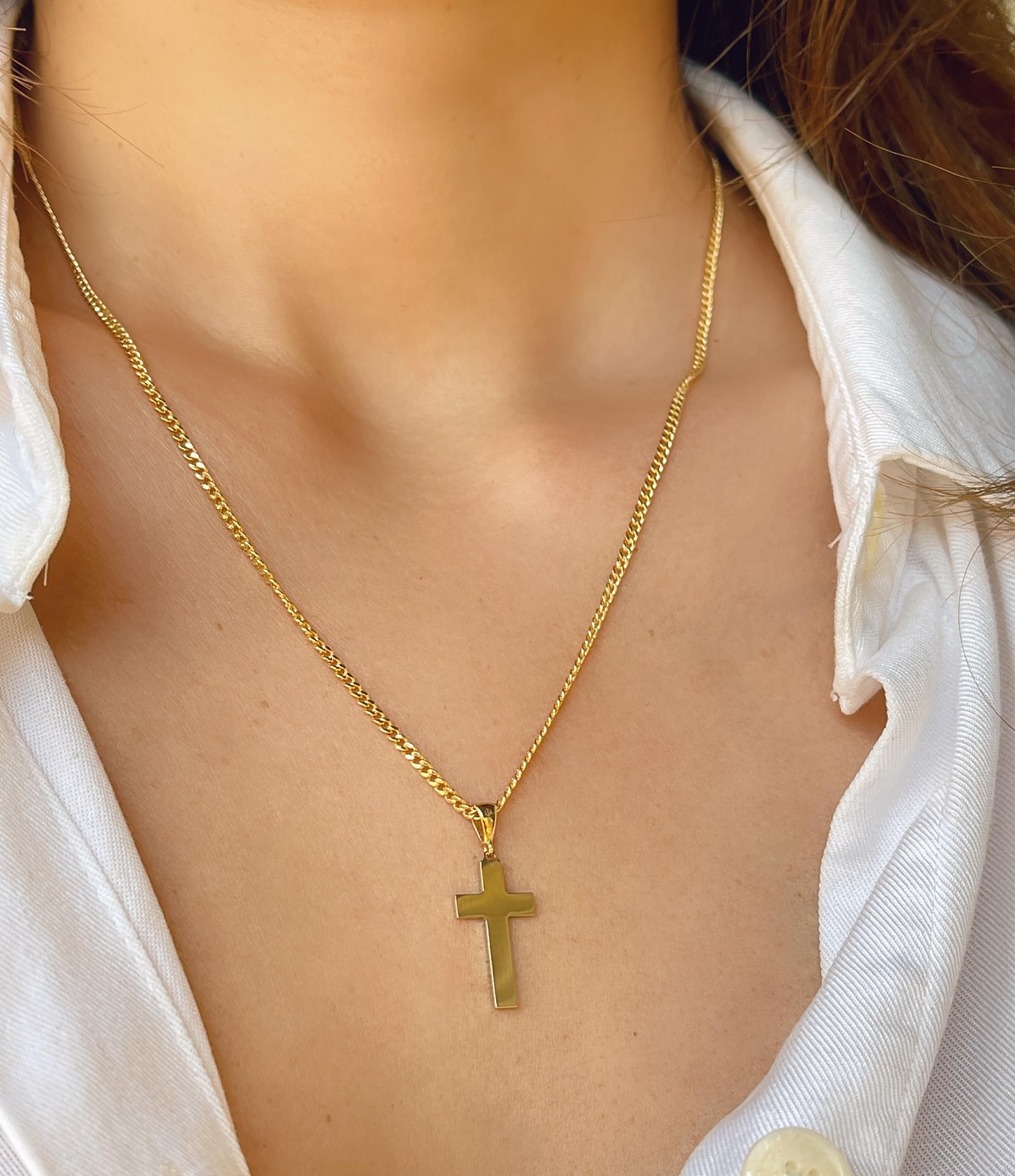 14K Solid Gold Cross Pendant with Black Enamel - Religious Jewelry for Men & Women - Perfect for Baptism, Confirmation & Everyday Faith Wear - JEWELHEART 14K Real Gold Charm