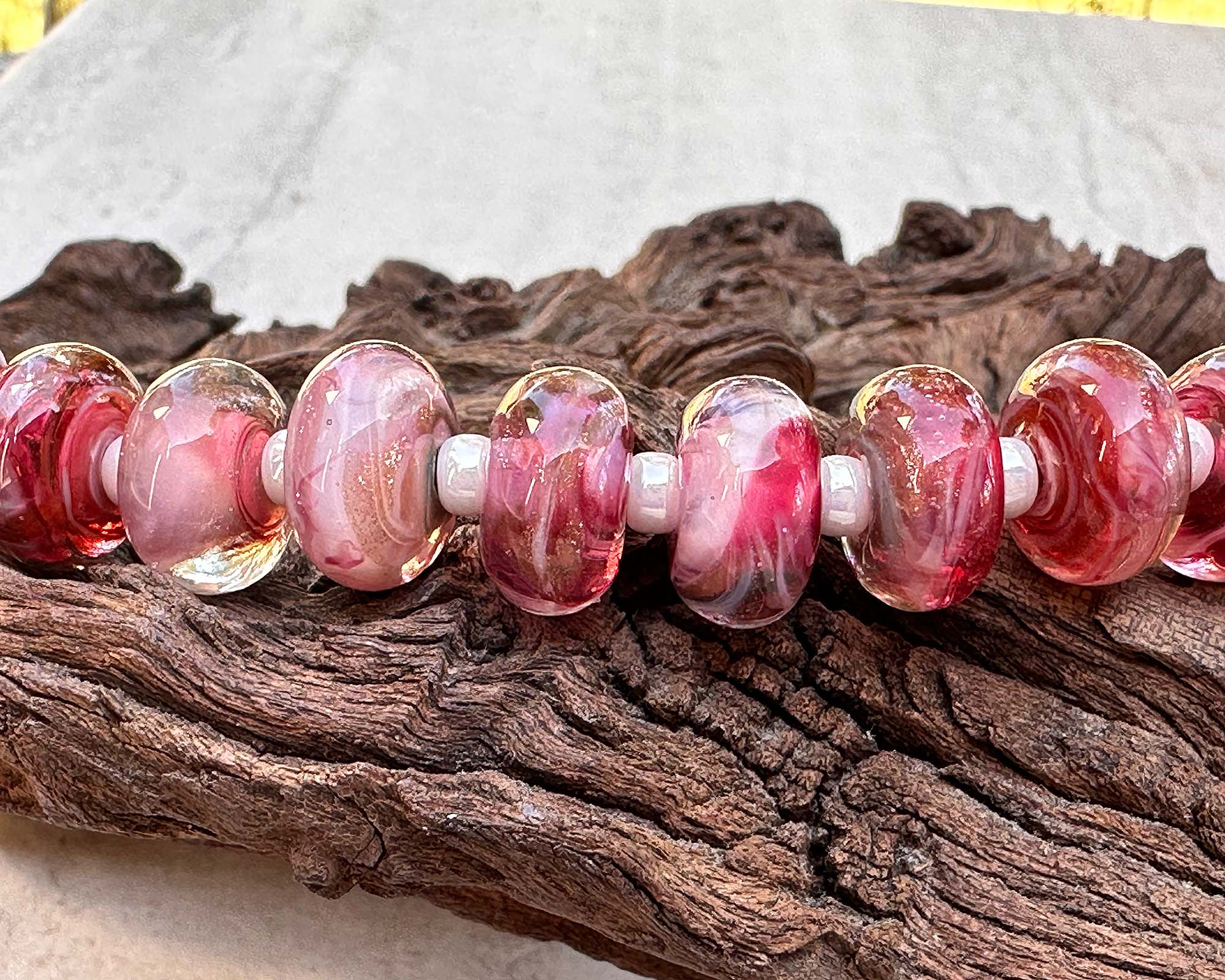 MTO Electric Raspberry Pink Shimmer Lampwork Glass Beads for Jewelry Making - DIY Bracelets, Necklaces, Earrings & Craft Projects - Perfect for Handmade Gifts & Boho Accessories