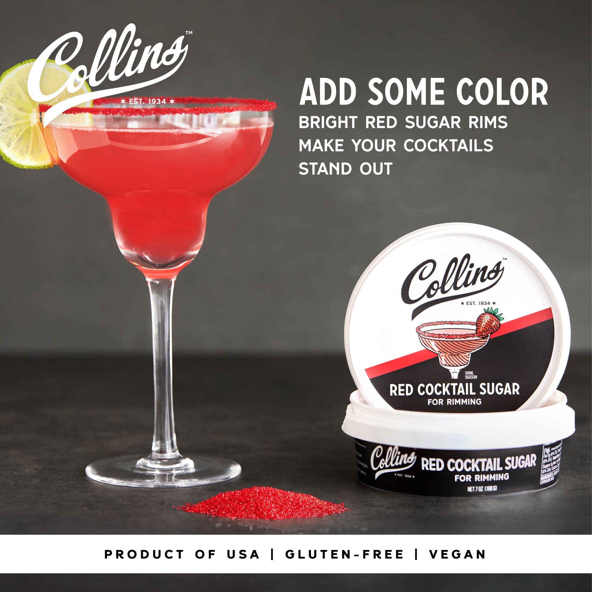 Premium Red Rimming Sugar - 7 oz (200g) for Cocktails, Desserts & Baking | Edible Decor for Margaritas, Cakes & Cookies | Vegan, Gluten-Free Party Supplies