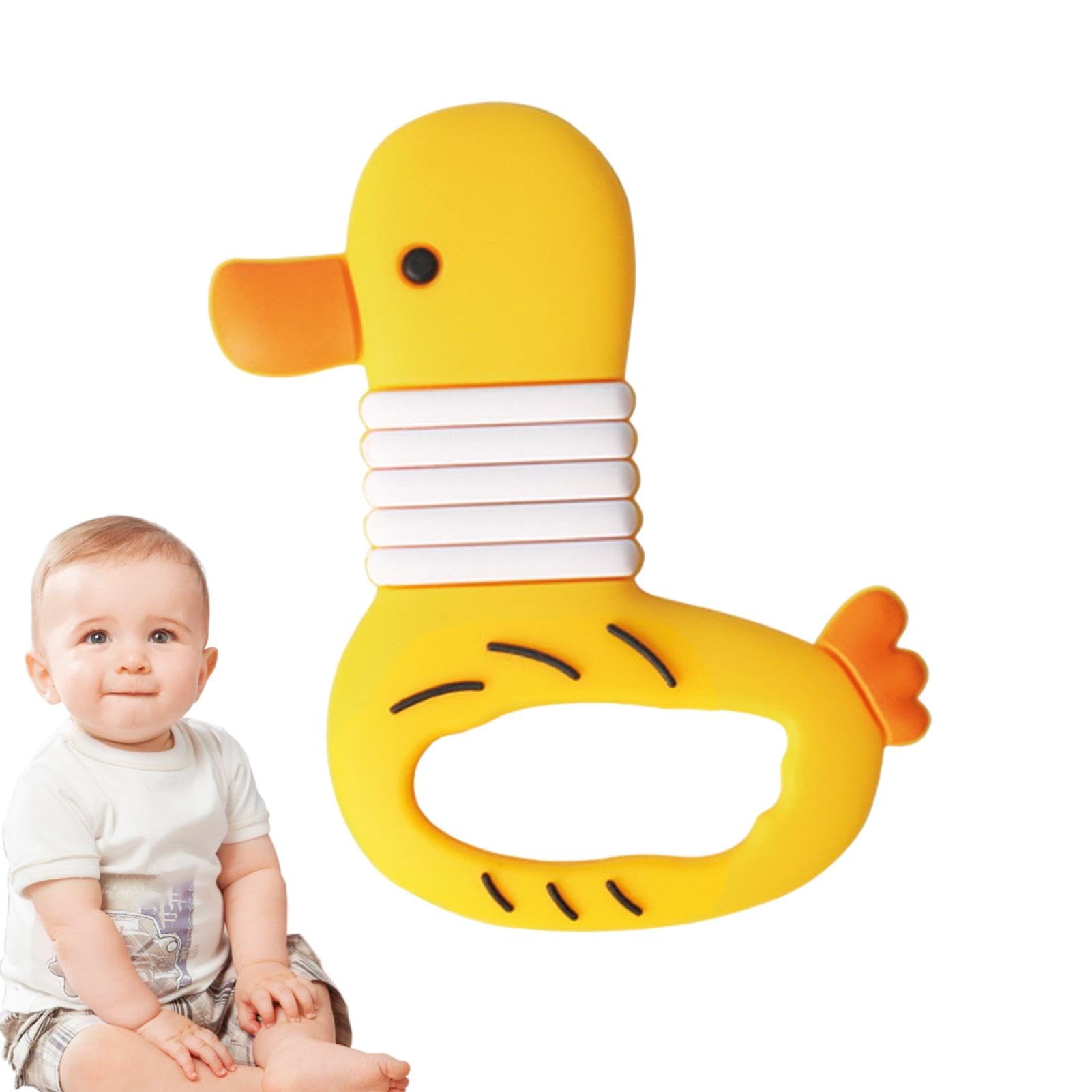 Duck-Shaped Silicone Teether Toy for Babies - Safe Molar Chew Toy to Relieve Teething Pain & Gum Discomfort | Sensory Soothing Toy for Infants & Toddlers | Perfect for Daycare, Travel & Home Use
