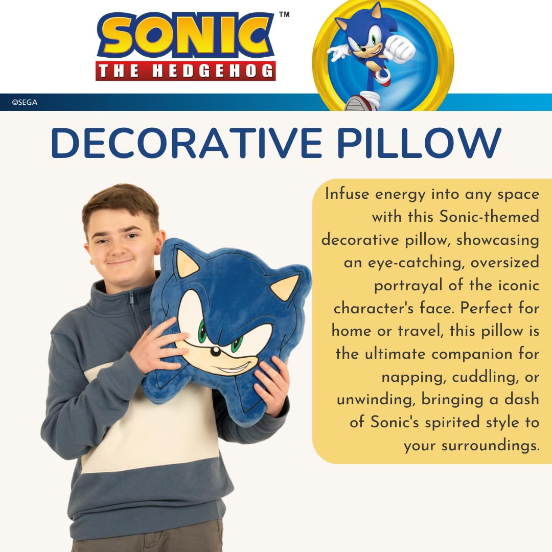 Franco Anime Gaming Bedding Super Soft Cozy Plush Decorative Pillow - Sonic The Hedgehog Theme - Perfect for Gaming Rooms, Anime Decor & Bedroom Accents