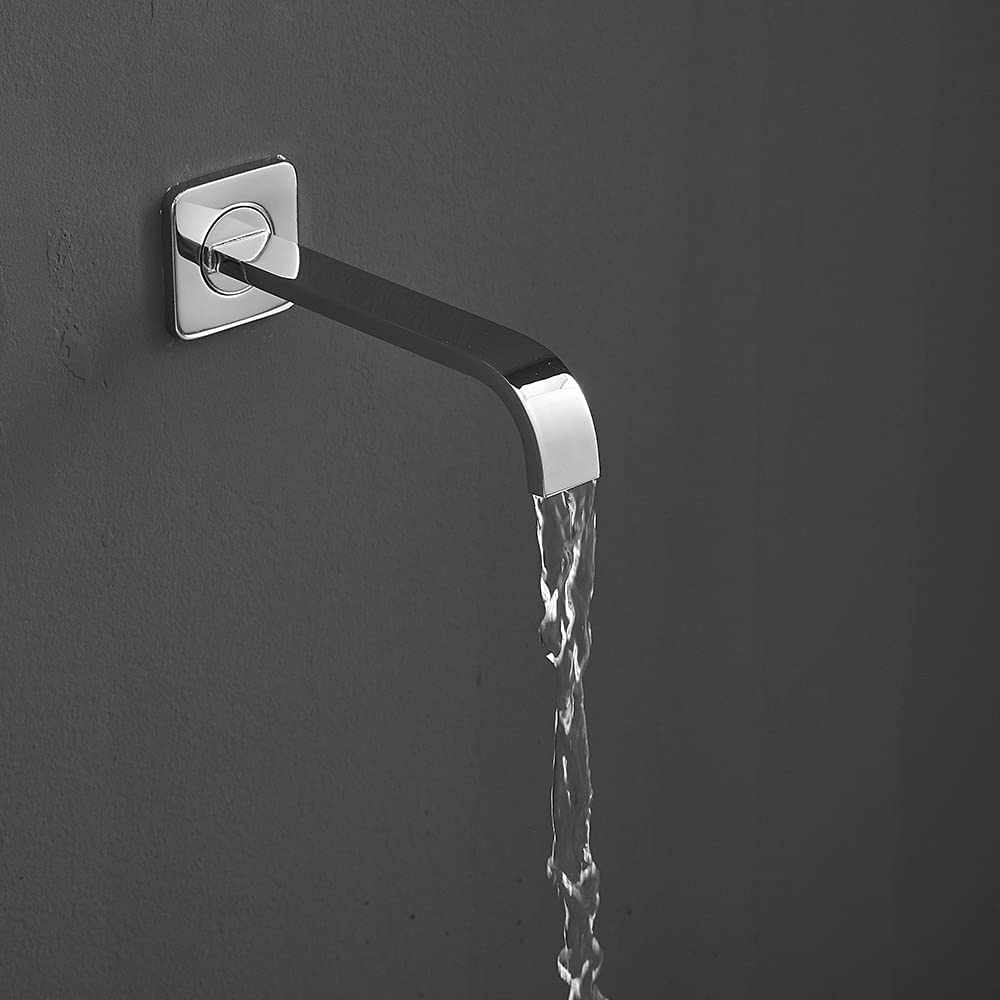 Luxury Polished Chrome Single Handle Wall Mounted Shower Faucet Set with Rain Shower Head & Tub Spout - Complete Bathroom Shower System with Rough-in Valve for Modern Home Spa Experience