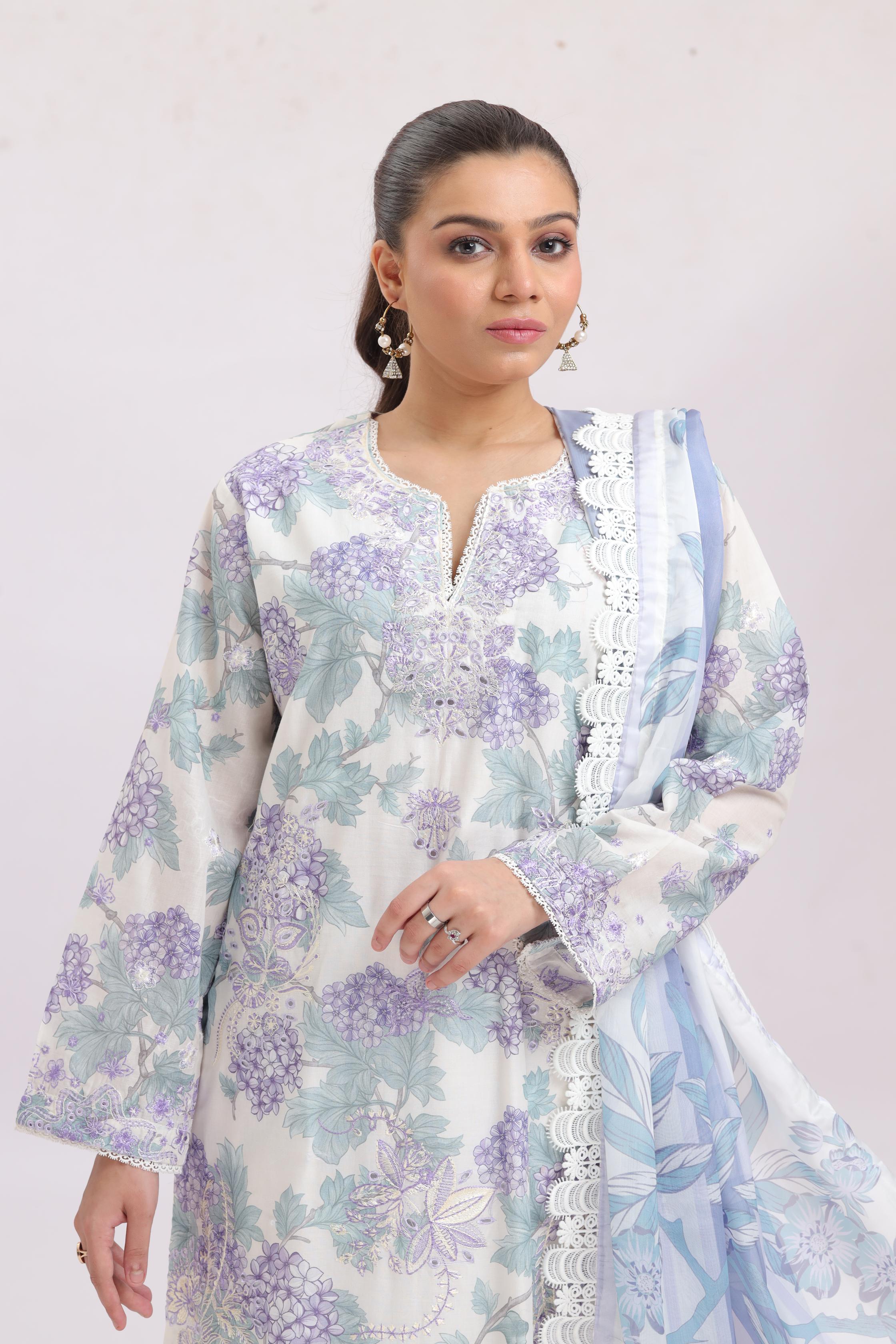 Bloomsway Ayzel Printed Embroidered Stitched T-Shirt for Women - Stylish Casual Top for Everyday Wear, Date Nights & Weekend Outings
