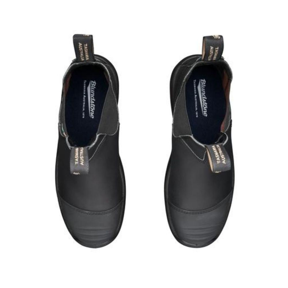 Blundstone 168 Unisex Steel Toe Slip-On Work Boots - Black Safety Shoes with Rubber Toe Cap for Construction, Warehouse & Outdoor Work