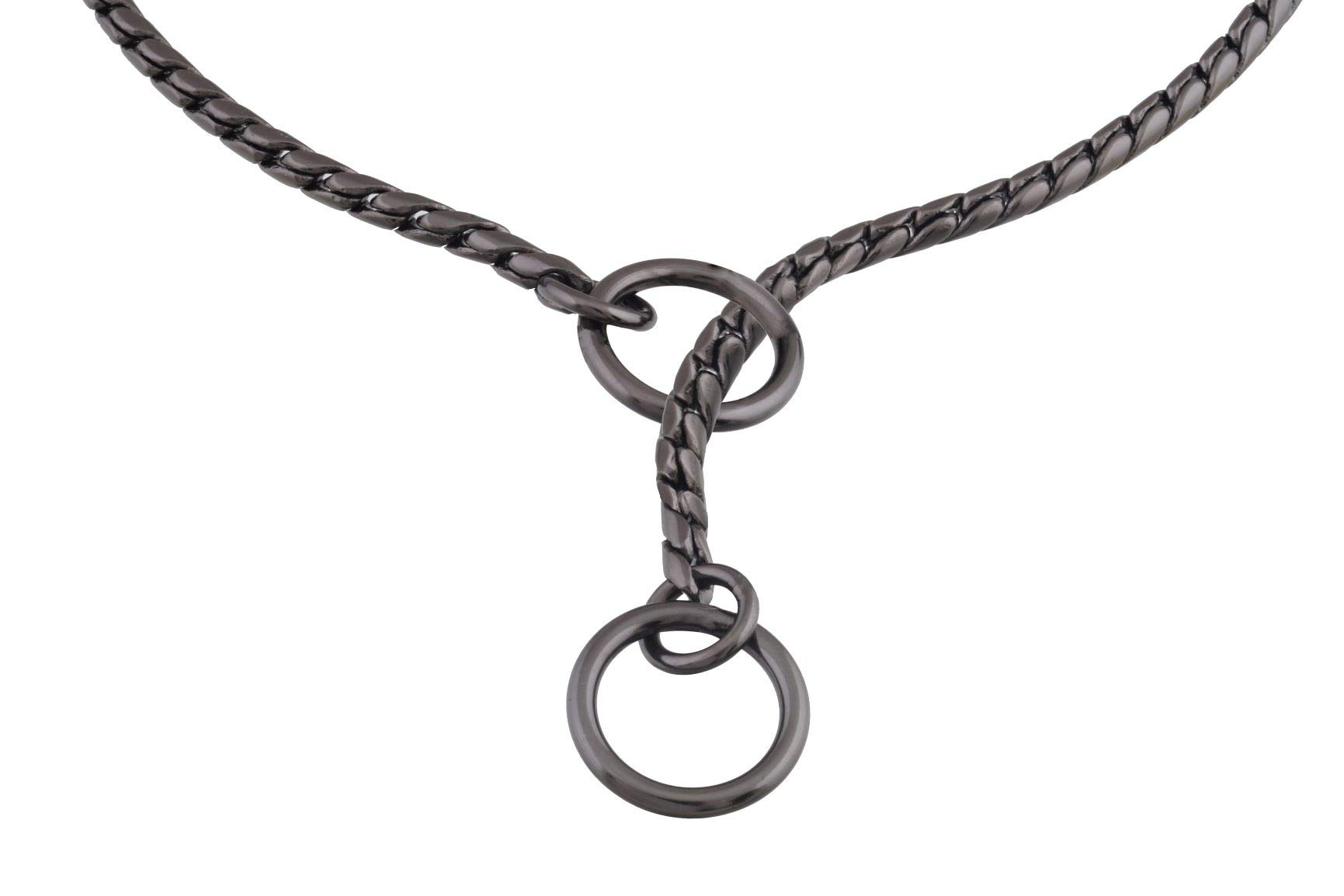 Premium Alvalley Metal Chain Dog Show Collar - Adjustable Slip Collar for Toy to XL Dogs - 5.5mm Thick Brass Snake Chain Pet Collar (Black, 24