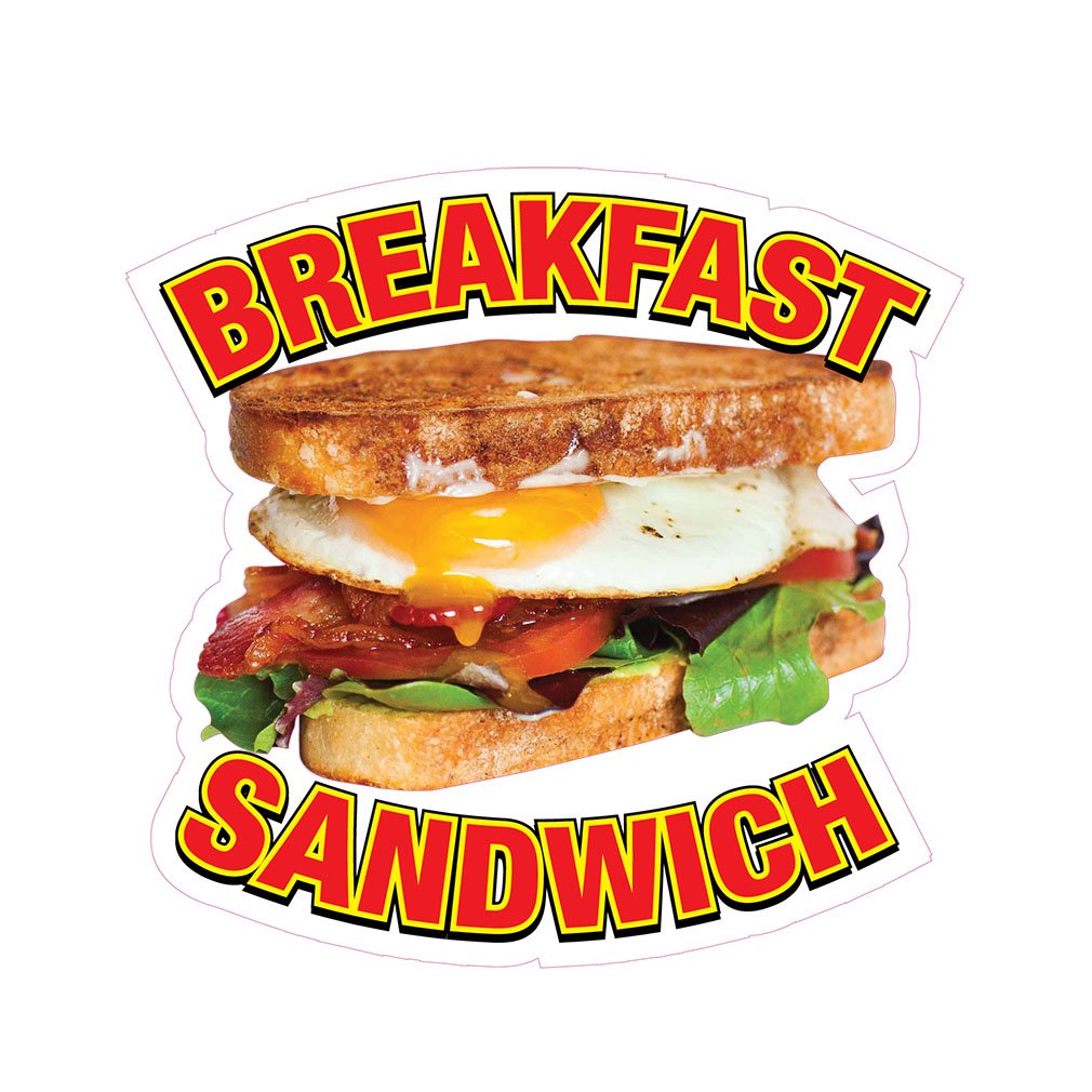 36-Inch Die-Cut Window Static Cling for Breakfast Sandwich Concession Restaurants - Perfect for Glass Door Advertising & Menu Display